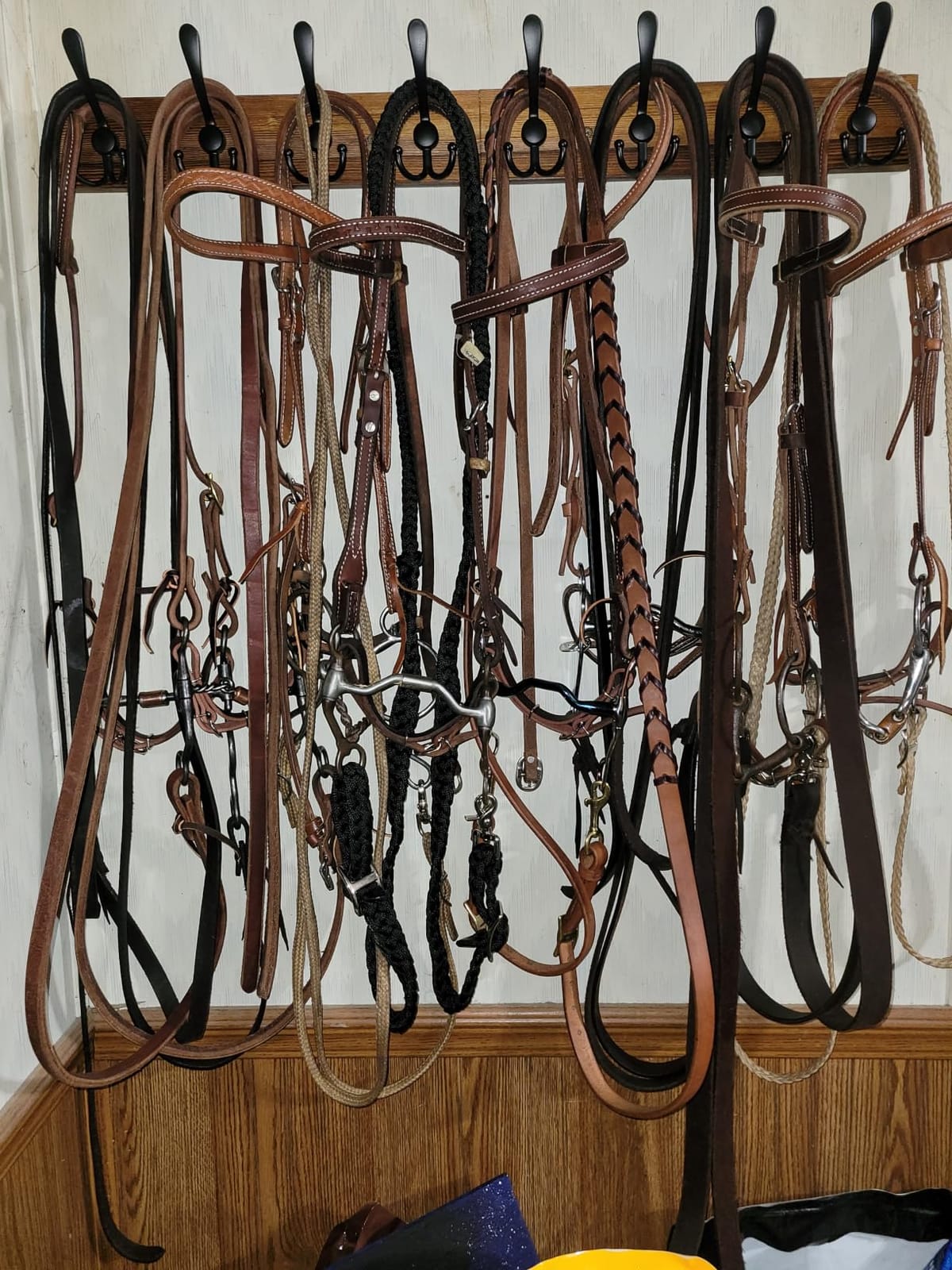Kuhome 32.2'' Large Coat Rack Wall Mount Coat Hooks Coat Hanger with 8 Metal Black Triple-Hooks Brown Pine Real Wood Plank Hat Rack for Wall Hooks for Hanging Coat Hat Jacket customer photo 2