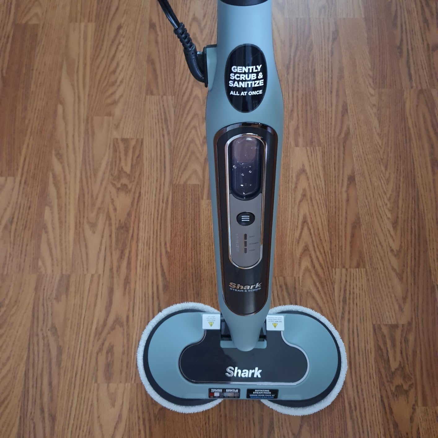 Shark Steam & Scrub Steam Mop, All-in-One Hard Floor Cleaner, Grey, S8001 | LED Headlights, 4 Dirt Grip Soft Scrub Pads Included, XL Water Tank, Swivel Steering customer photo 1