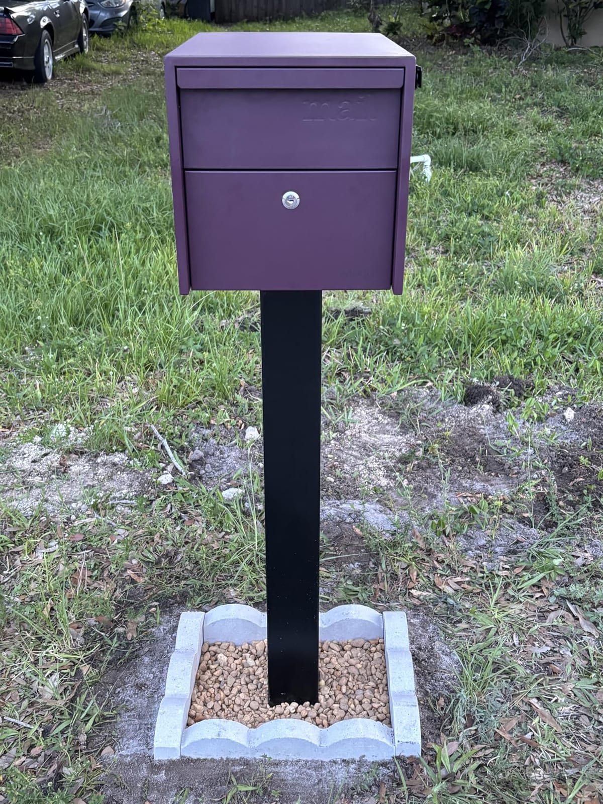Adoorn Lockable Post Mount Mailboxes for Outside - Large Anti-Theft Locking Mailbox for Packages and Letters - Weatherproof Construction - Durable Steel - 15.5