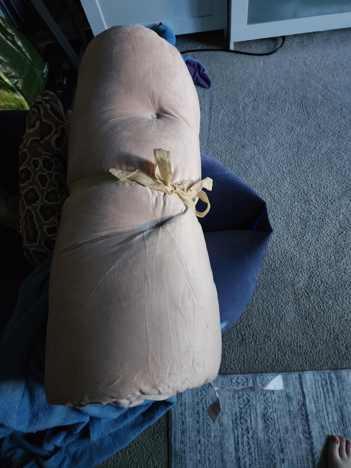 BALAPET Floor Lounger Pillow, Foldable Light Thick Tufted Floor Pillow Cushion with Elasticized Webbing for Easy Storage Floor Lounger for Meditation, Playing, Yoga, Reading, Sleeping (Beige White) customer photo 2