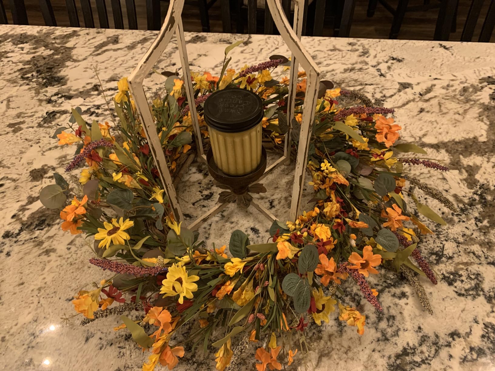 J'FLORU Artificial Fall Wreath 22 Inch Fall Wreaths for Front Door Autumn Porch Farmhouse Thanksgiving Day Harvest Festival customer photo 2