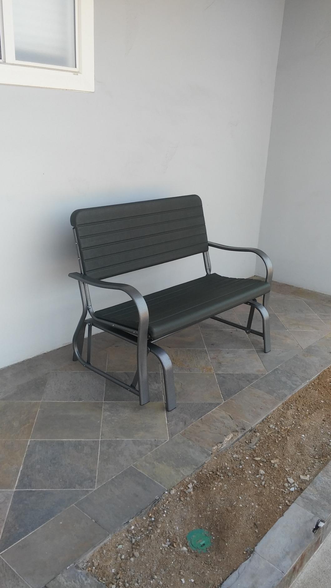 GIANTEX Outdoor Gliders for Outside Patio, Porch Glider w/Steel Frame | Weather Resistance HDPE Back & Seat, 600Lbs Capacity Loveseat, 2-Seat Rocker for Yard, Lawn, Outdoor Glider Bench, Brown customer photo 1