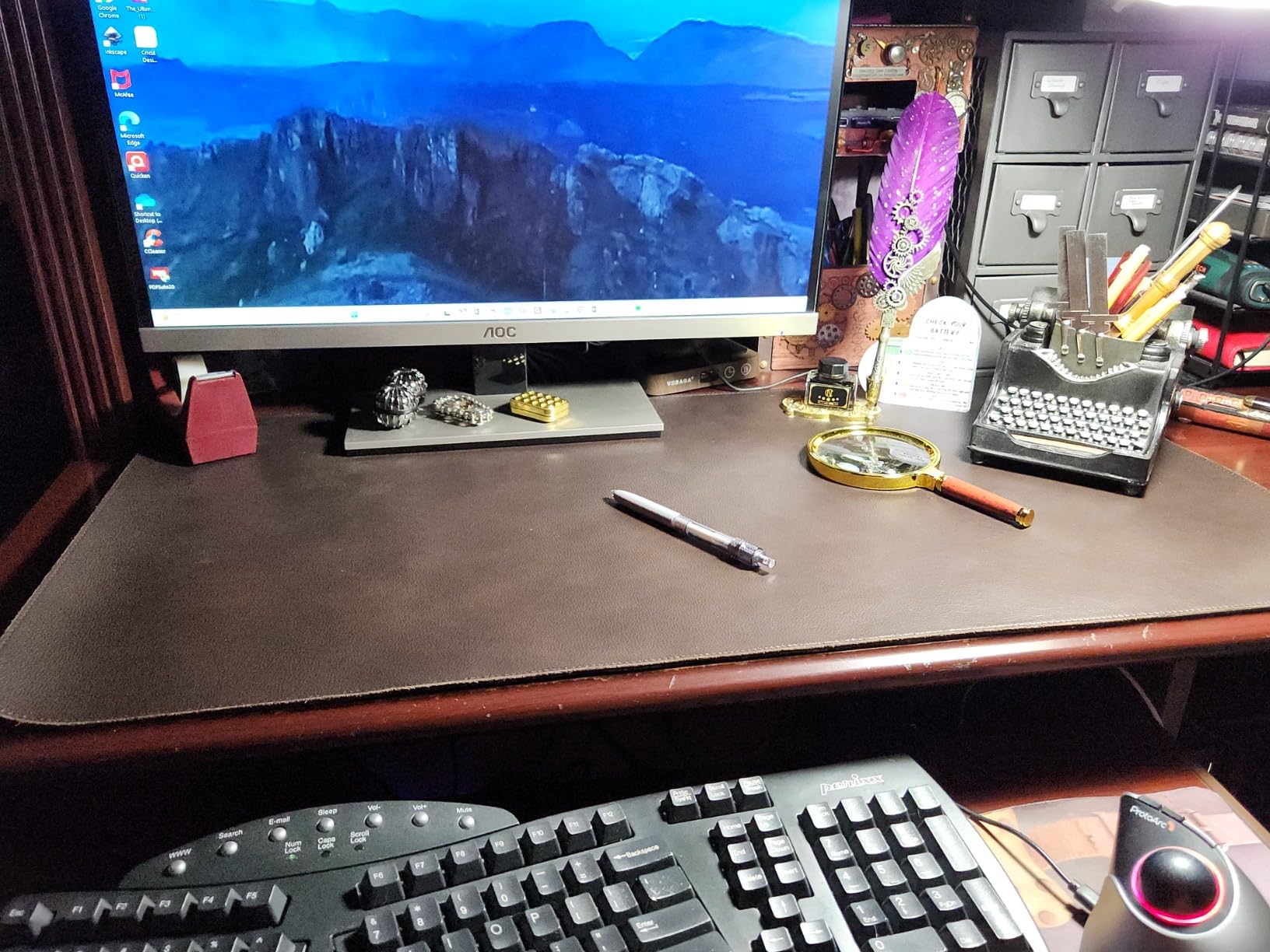YSAGi Genuine Leather Desk Mat, 31.5