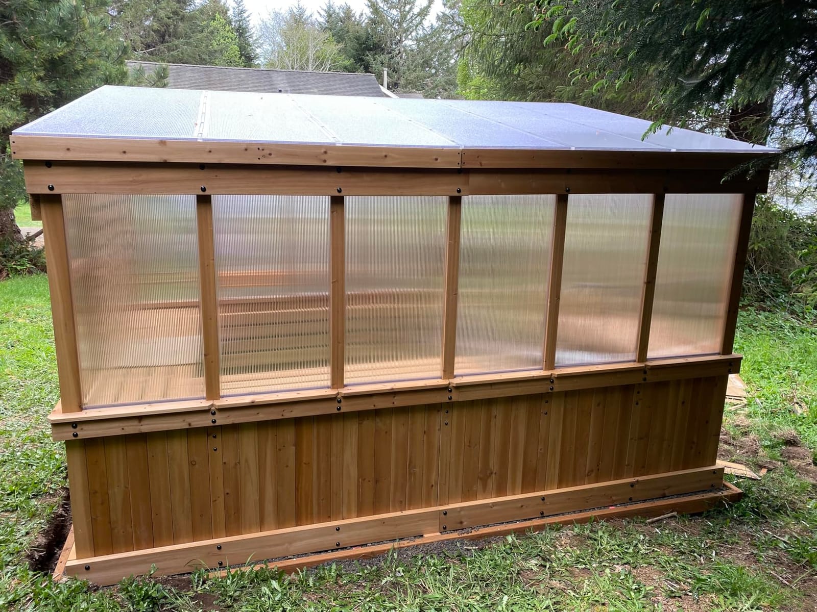 Backyard Discovery Willow 9' x 6' White Cedar Wood and Polycarbonate Walk-in Greenhouse Kit with Exhaust Fan, Windows, Hose Hook-Ups, PowerPort, Staging Shelves for Year-Round Outdoor Gardening customer photo 2