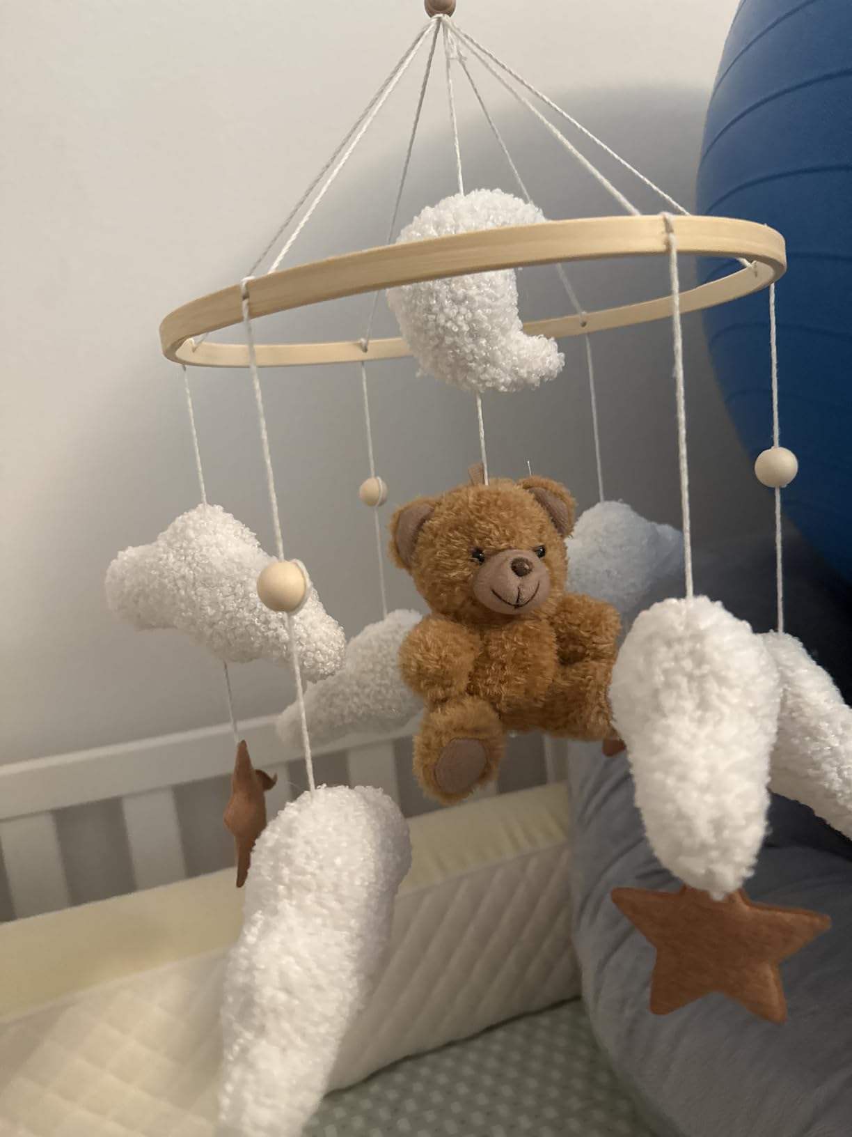 EERKEOD Baby Crib Mobile Bear Nursery Mobile for Boys Girls Teddy Velvet Mobile Nursery Decor for Infant Bedroom Hanging Baby Mobile for Bassinet Newborn Baby Gift (Brown Bear) customer photo 1