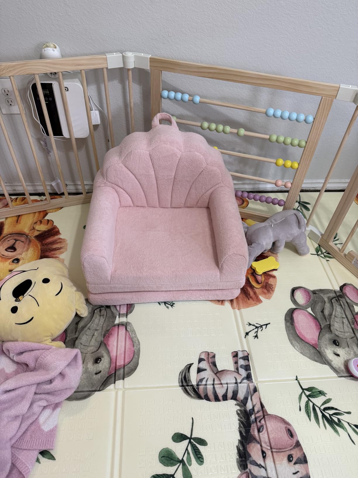 Blissful Diary Foldable Kids Couch, 2-in-1 Kids Sofa Chair, Pink Shell | 50.8