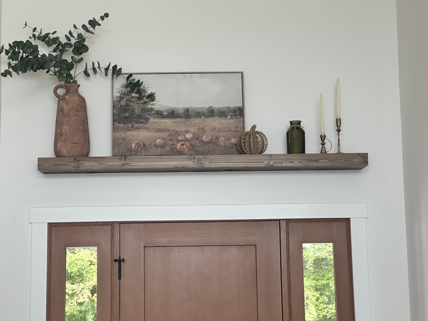Fireplace Mantel 54'' Solid Wood Floating Shelf, 3'' Thick, Brown | Handcrafted Rustic Finish, Concealed Brackets, Scratch-Resistant Surface, And Easy Installation For Living Room Decor customer photo 2
