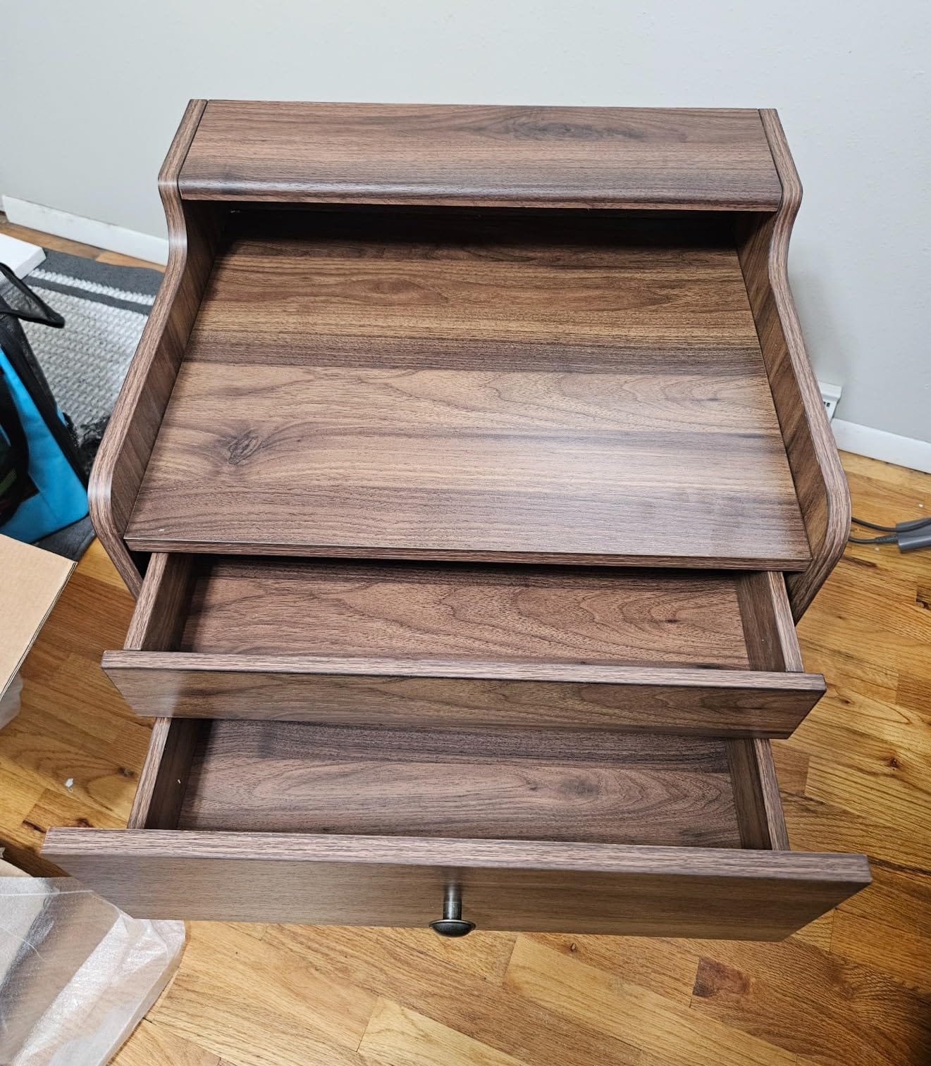 VASAGLE Nightstands, Set of 2, with Hidden Drawers, Solid Wood Legs | Mid-Century Bedside Tables, End Tables for Bedroom, Natural Walnut, MIRANTA Collection ULET624K01S customer photo 1