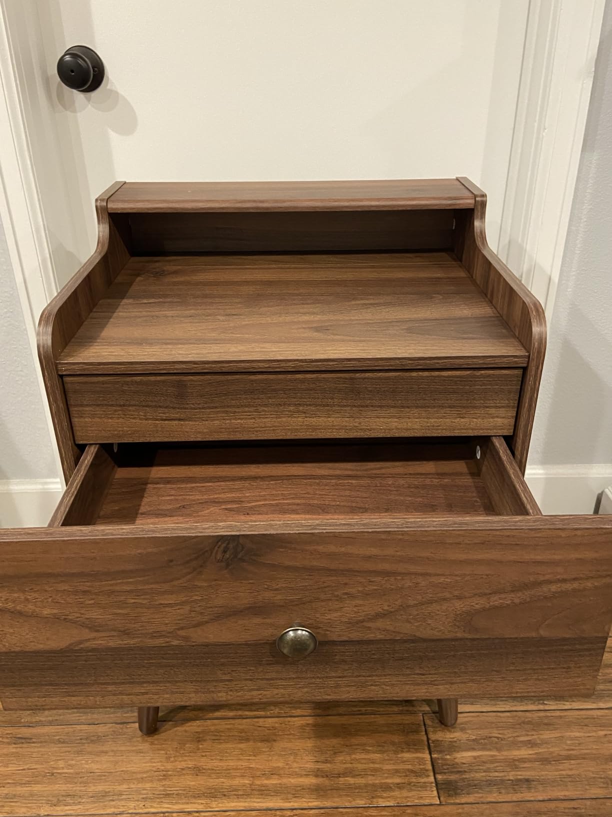 VASAGLE Nightstands, Set of 2, with Hidden Drawers, Solid Wood Legs | Mid-Century Bedside Tables, End Tables for Bedroom, Natural Walnut, MIRANTA Collection ULET624K01S customer photo 2