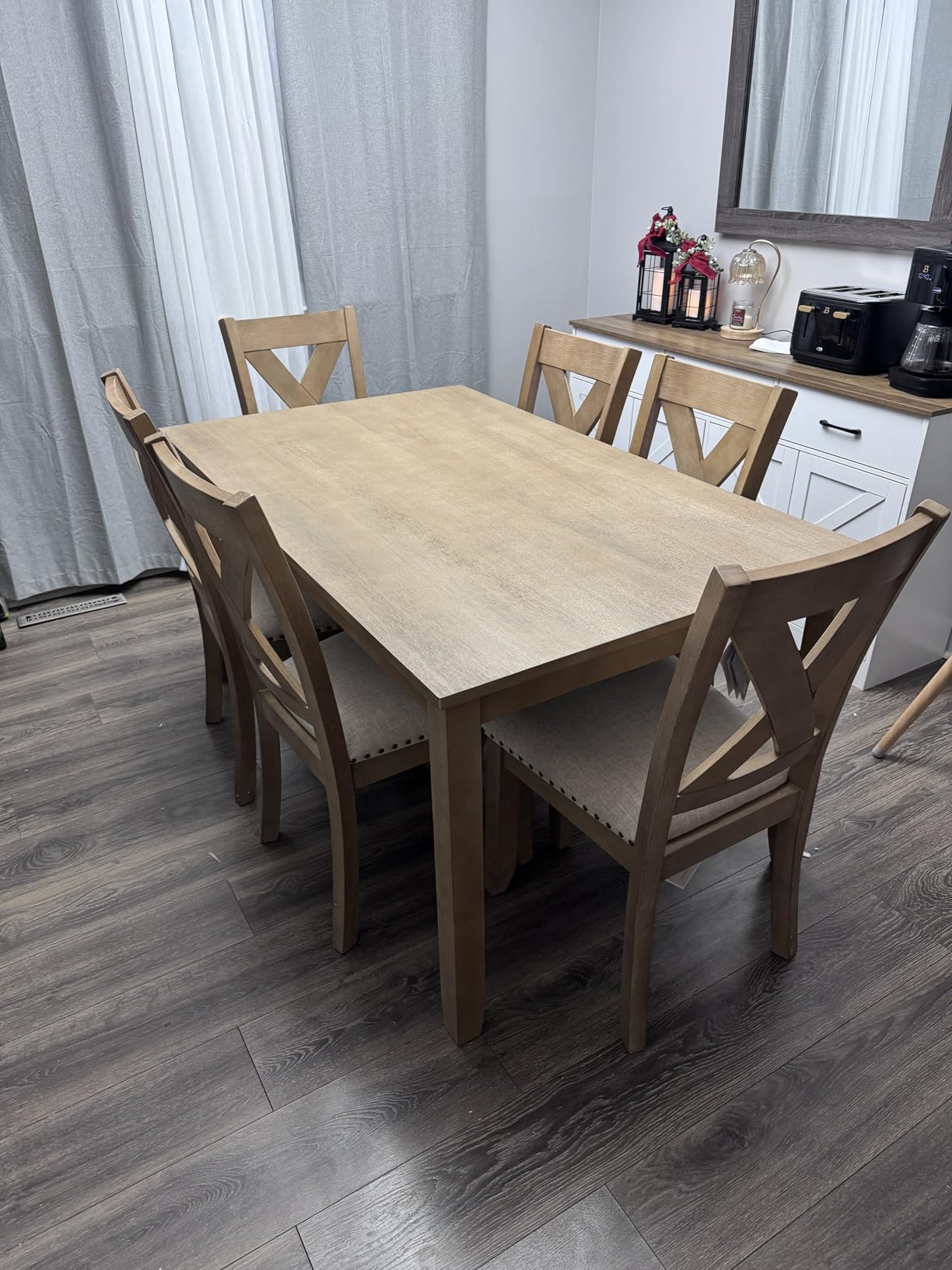 Signature Design by Ashley Blondon 7-Piece Wood Dining Table Set for 6 | Rubberwood solids, Acacia veneer, MDF substrates customer photo 1