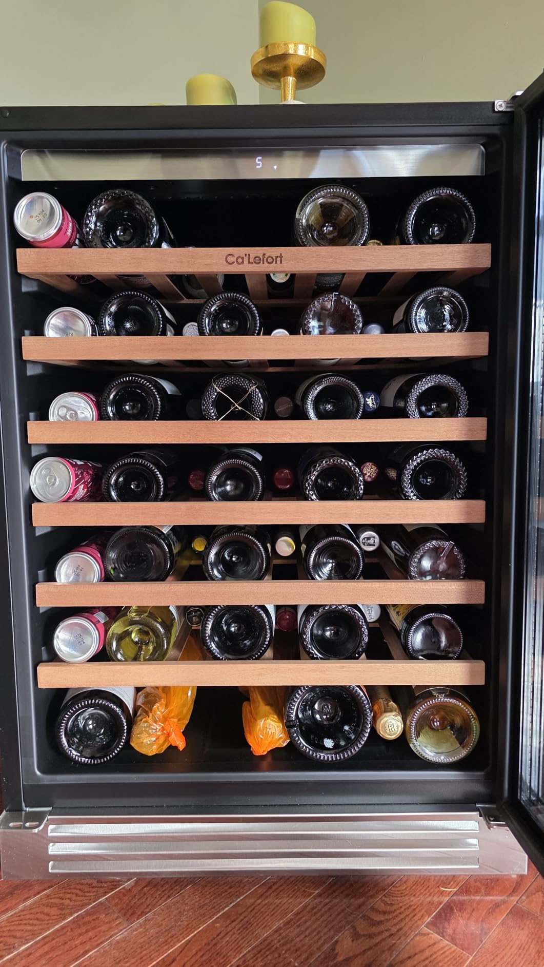 Ca'Lefort 24 Inch Wine Fridge, 61-Bottle Wine Cooler Refrigerator | 40-65°F Control, Adjustable Shelves, Glass Door & 3-Color LED, Automatic Defrost, Built-In or Under Counter for Home Bar customer photo 2