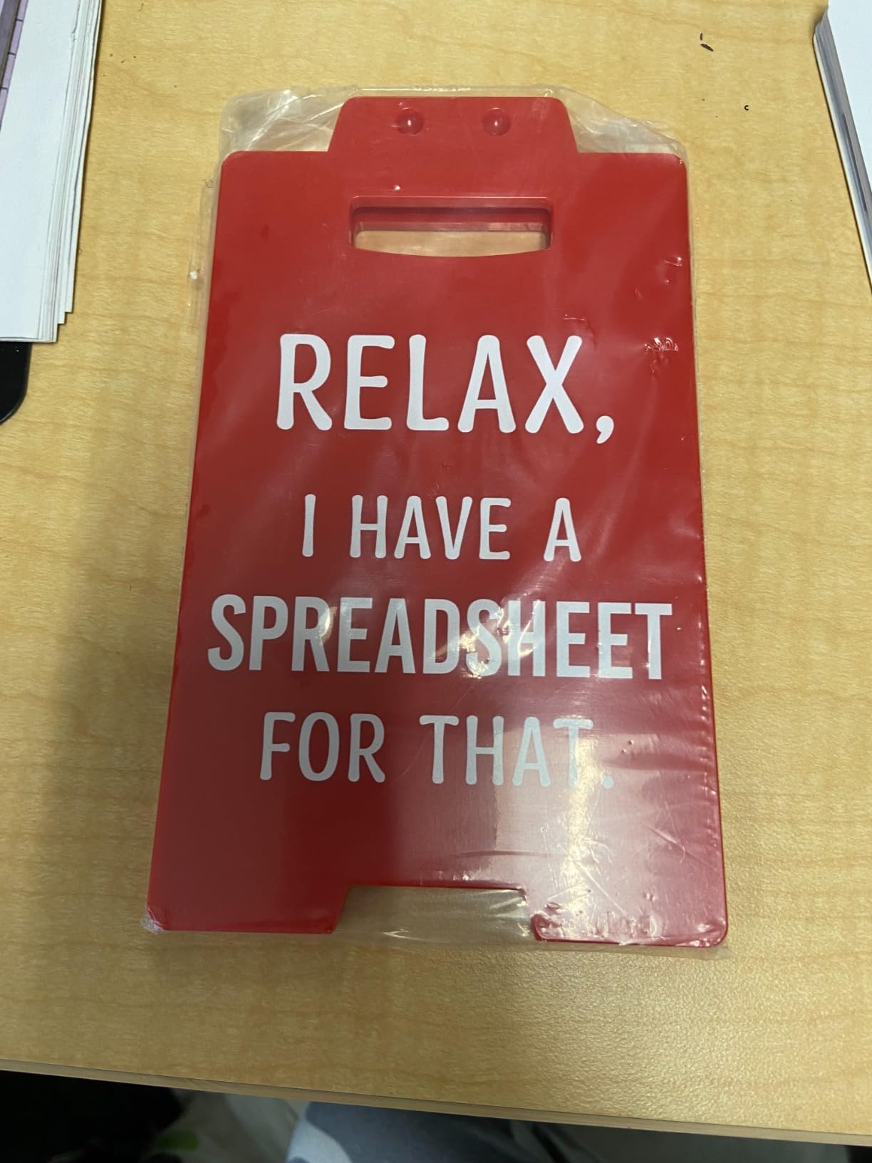 Funny Office Desk Sign, Bosses Day Gifts for Women, Relax Gifts for Coworker Employee Secretary Administrative Assistant Accountant HR Manager, Christmas White Elephant Gag Gift, Red Cubicle Decor customer photo 2