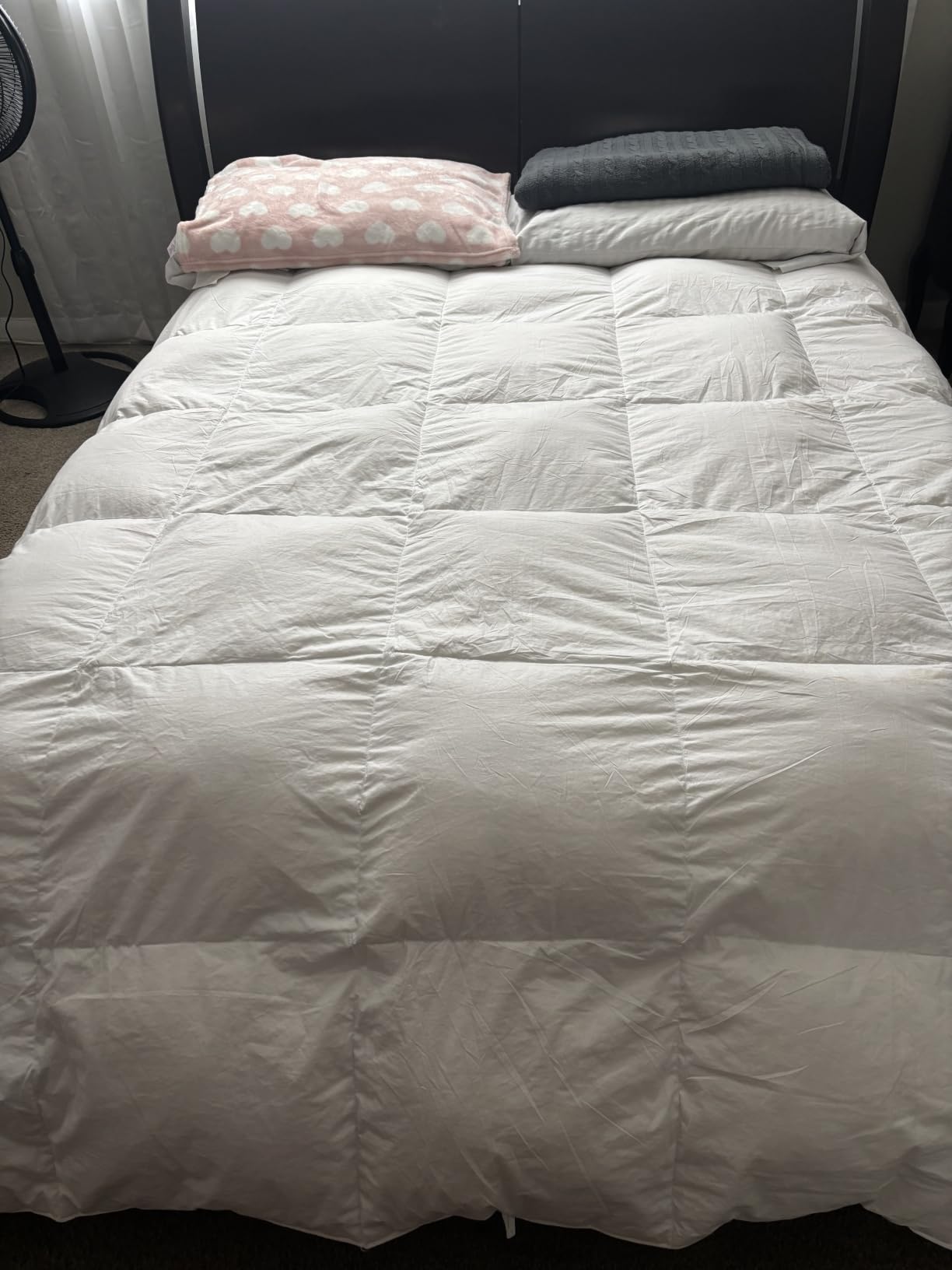 Martha Stewart Goose Feather Down Fiber Cotton Comforter Queen Size | Feather Duvet Insert Queen, Hotel Collection Hypoallergenic Comforter All Season Medium Warmth 90 x 90 Inch White customer photo 2