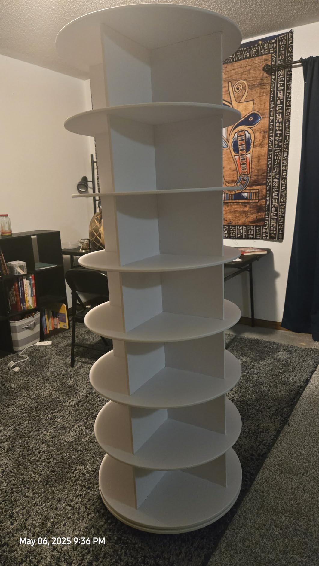 SpaceAid Spinning Shoe Rack with Wheels, 7 Tier Rotating Organizer Shoe Tower Lazy Susan with Thick Bottom, 360 Display Revolving Storage Shelf, Round Circular Rotate Organization, White customer photo 1