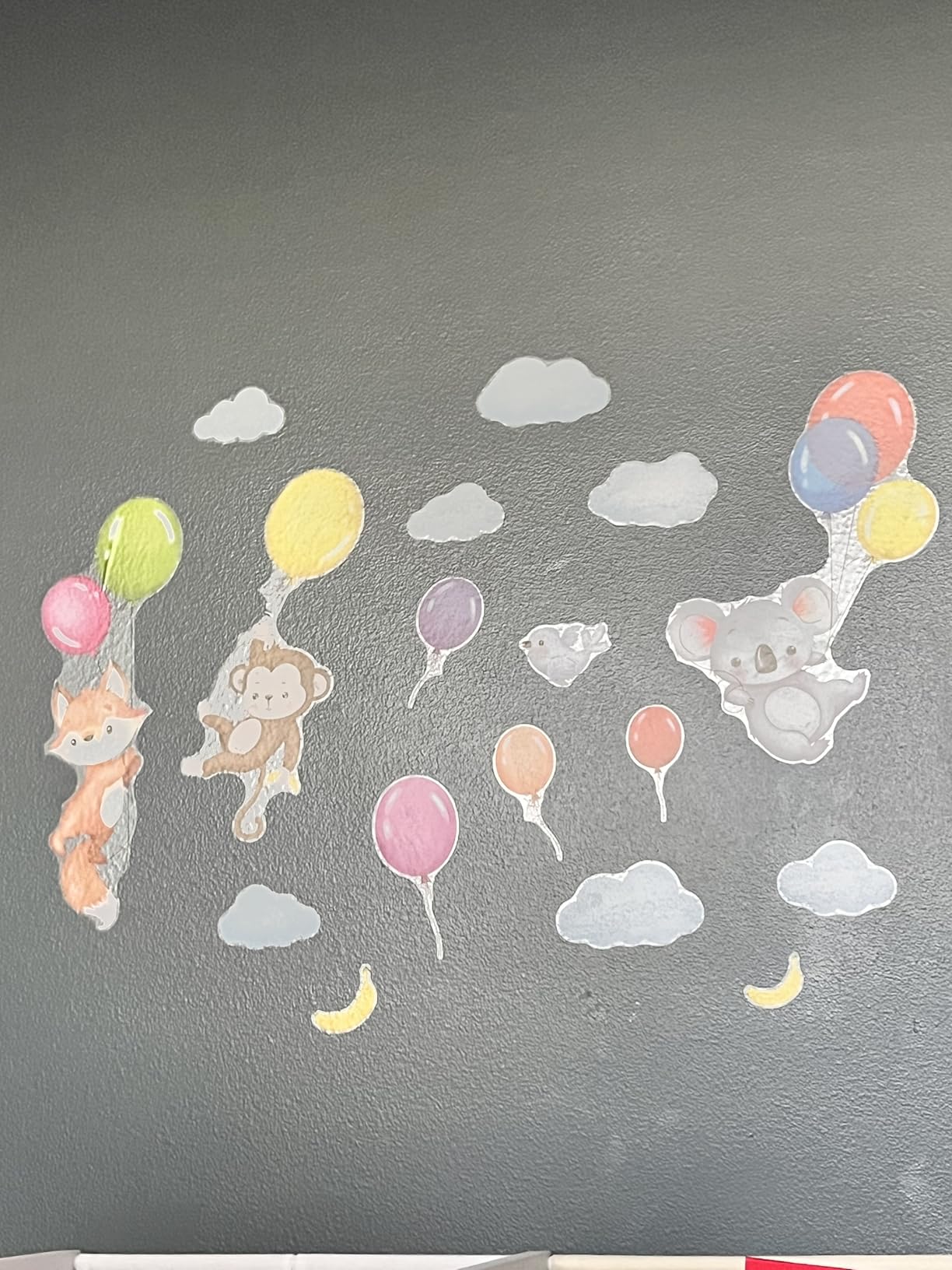 decalmile Forest Animals Balloon Monkey Lion Koala Wall Decals Stickers | Peel and Stick Decals for Walls, DIY Wall Art Stickers, Removable & Wall-Safe, Vibrant Colors Wall Decor customer photo 2