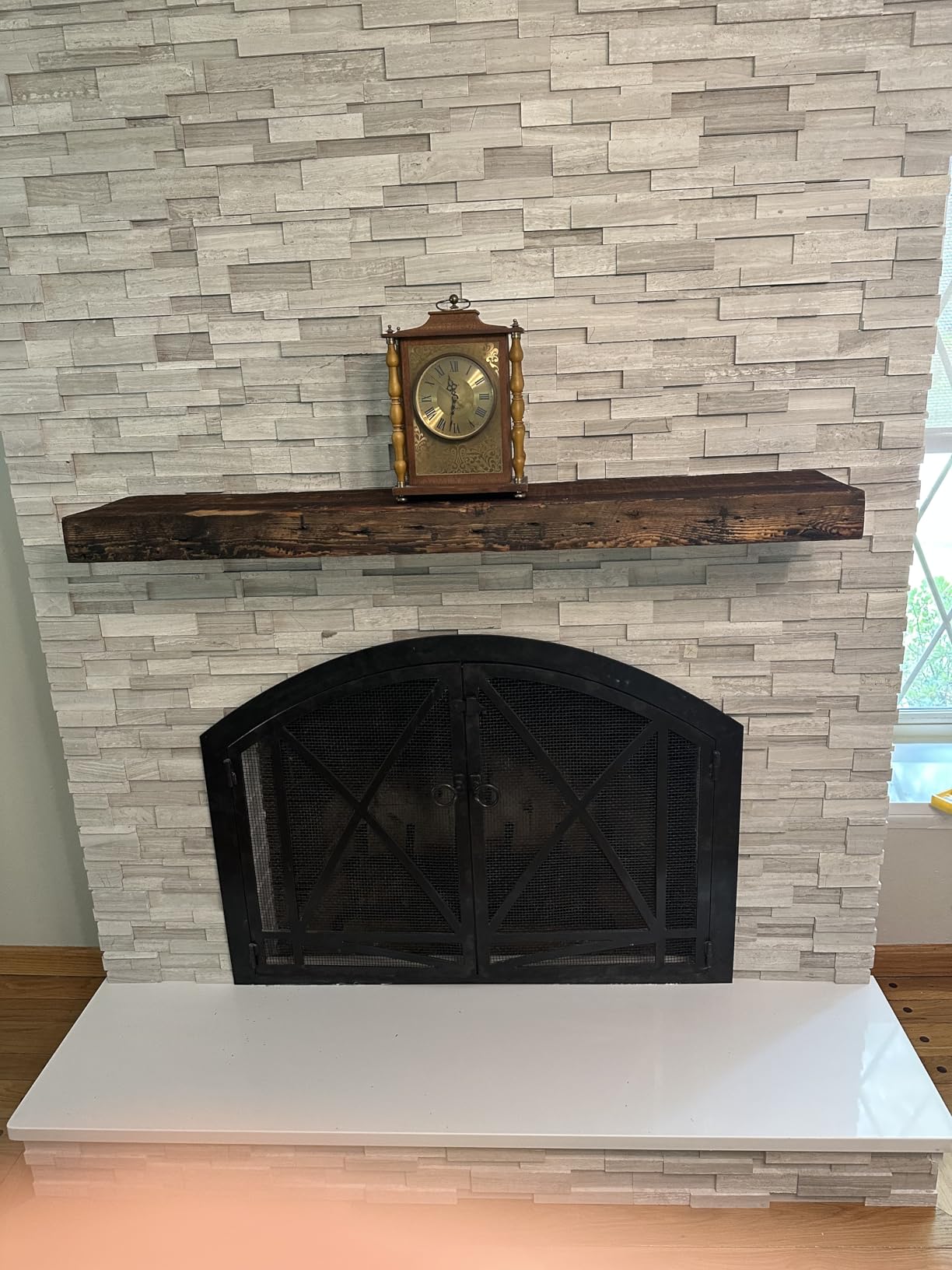 Modern Timber Craft Reclaimed Wood Wall Shelf | Solid Rustic American Barnwood with Floating Shelf Brackets | 2.75