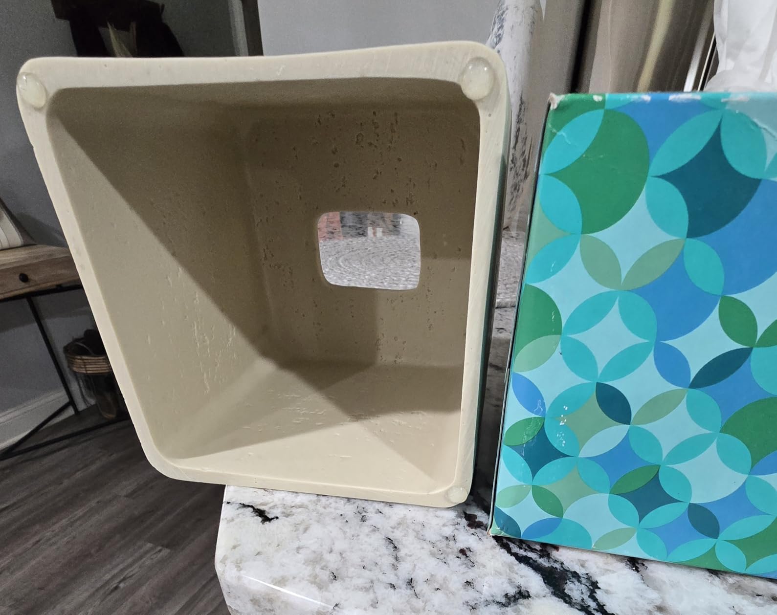 Natural Travertine Textures Tissue Box Cover Square for Home Decor, Resin Heavy Tissue Box Holder for Bathroom Countertop, Tabletop, Bedside Table, Office (Handmade of Resin) customer photo 2