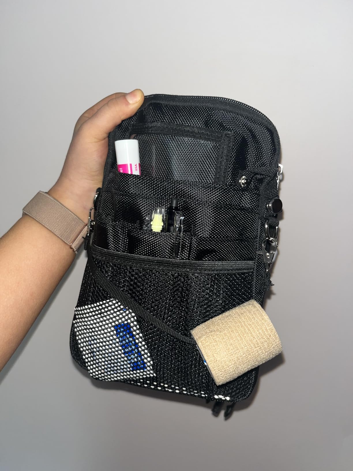 BOVKE Nurse Fanny Pack with Medical Gear Pockets and Tape Holder, Pink | Medical Bag Nurse Waist Pouch Organizer with Utility Storage for Stethoscopes, Bandage Scissors and Other Emergency Supplies customer photo 2