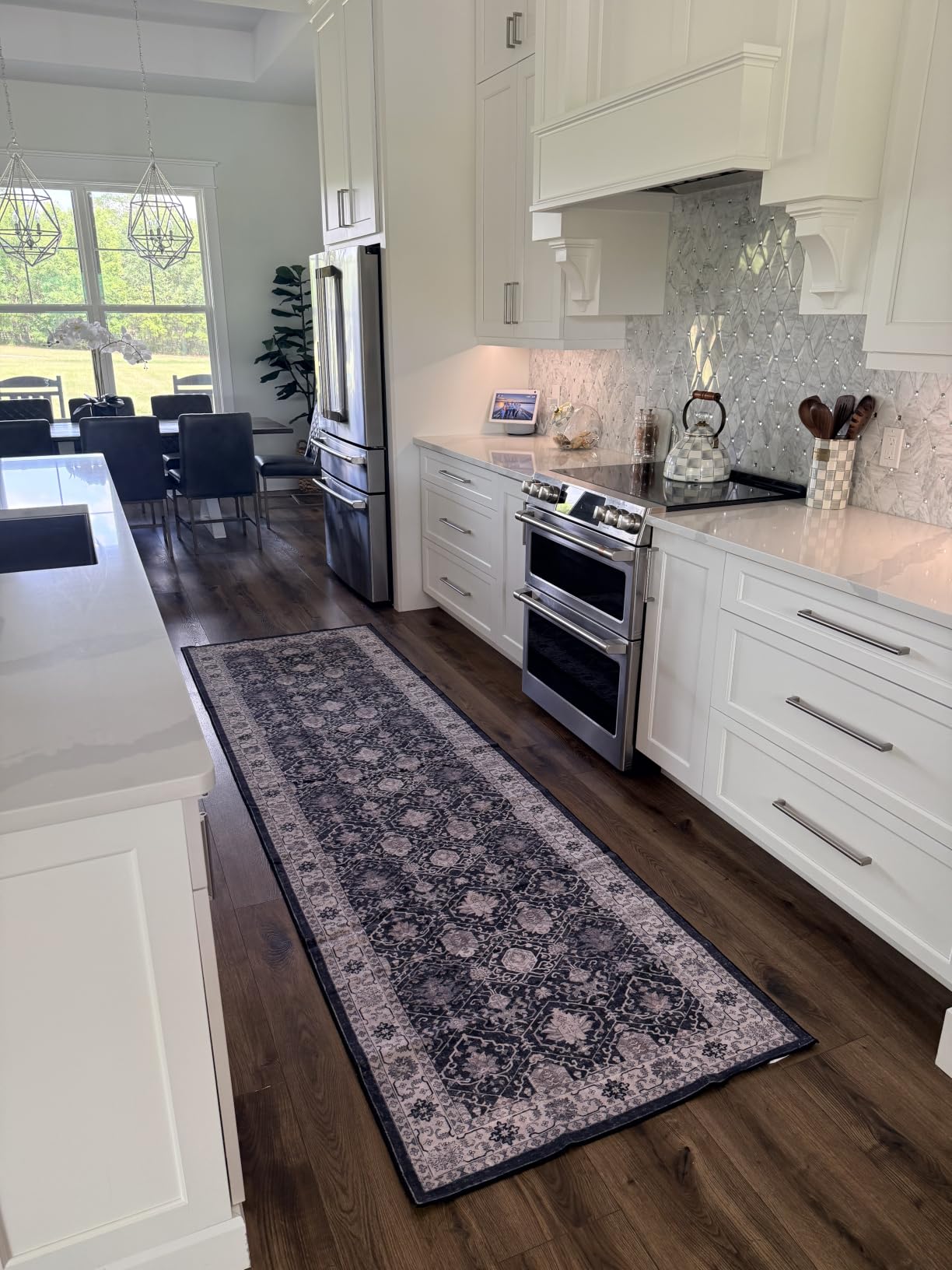 2x6 Hallway Washable Runner Rug - Vintage Soft Kitchen Laundry Runner with Non Slip Backing Farmhouse Entryway Living Room Floor Mat Stain Resistant Carpet for Bedroom Bathroom Distressed customer photo 1