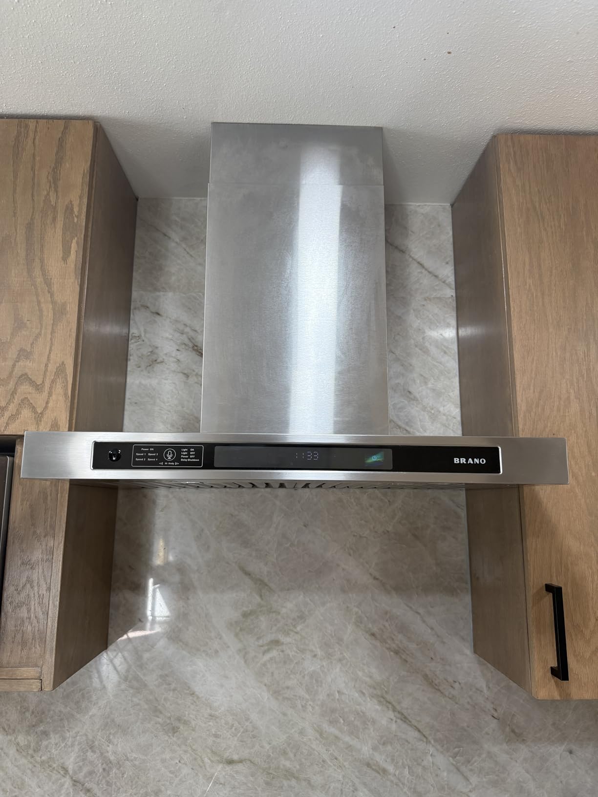 BRANO Wall Mount Range Hood 30 Inch, 900 CFM, Modern Ultra-Slim Design | Ducted Hood Vents for Kitchen with Voice/Gesture/Touch Control, Stainless Steel Stove Hood with 4-Speed Fan & Memory Function customer photo 1