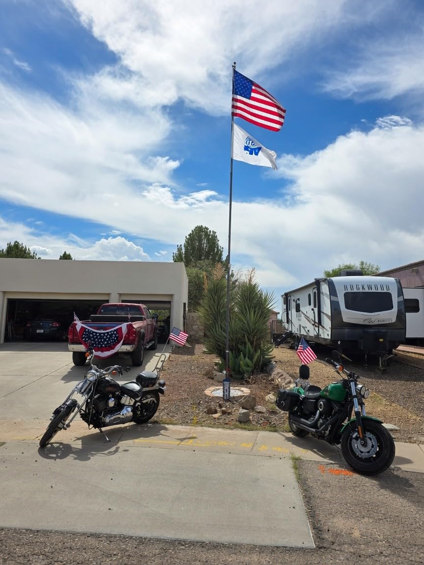 25FT Heavy Duty Flag Pole for Outside House, Real 10 Gauge Aluminum | 130MPH Wind Tested, True Glory Edition, Fly Two Flags, Residential & Commercial Flagpole Kit, Gift Box Packaging, Easy Install customer photo 2