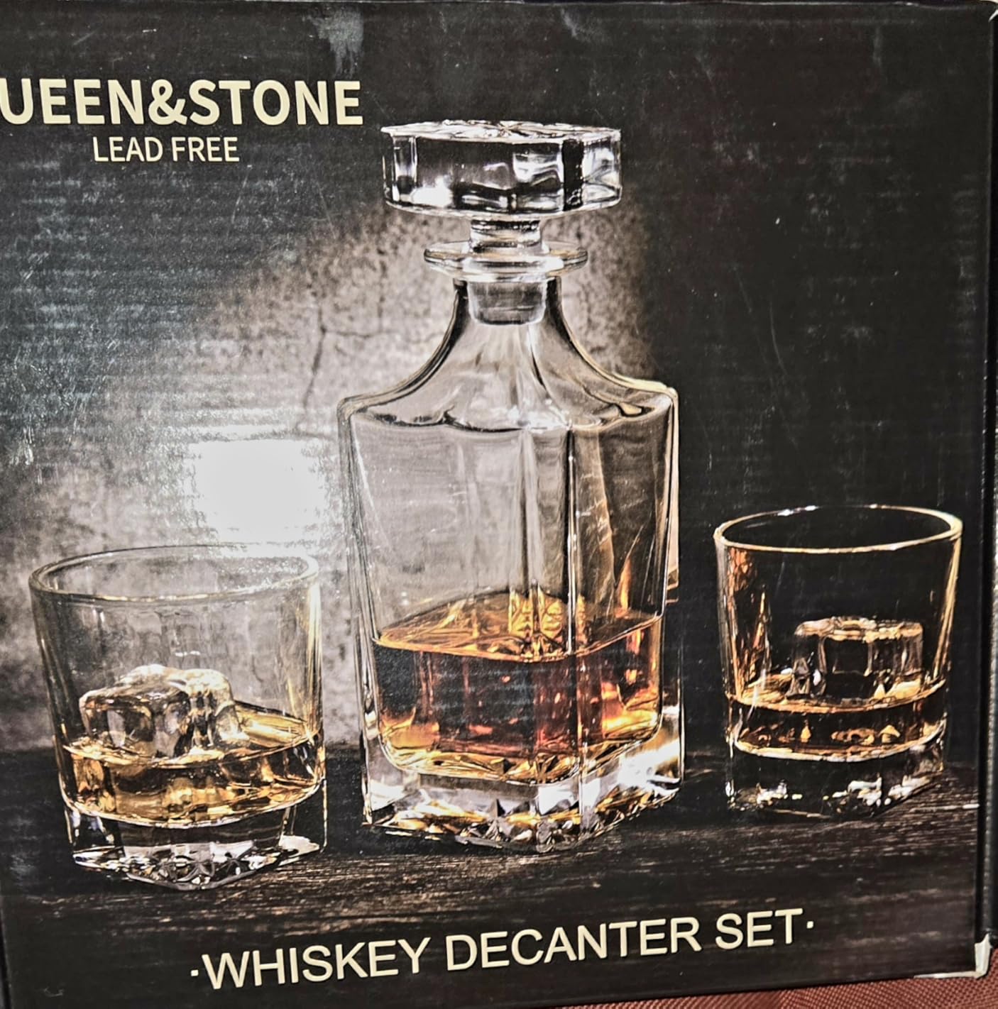 Square 25Oz Whiskey Liquor Decanter Set With 2 Glasses in Box | Decanter Set for Scotch Liquor, Whiskey Wine Bourbon customer photo 1