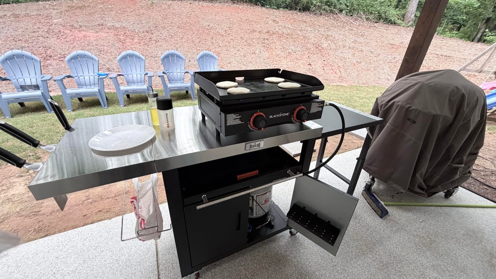 Feasto Outdoor Kitchen Island with Cabinet, 74