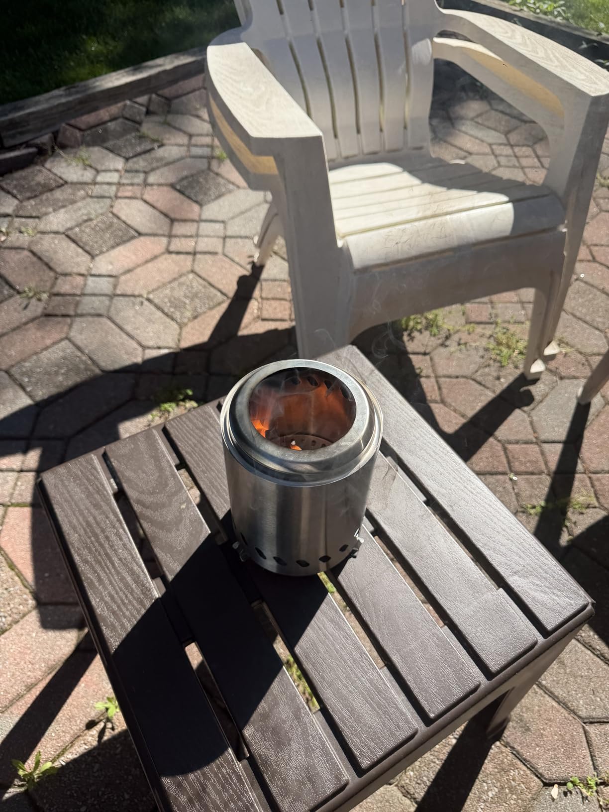 HGD Tabletop Fire Pit, Smokeless Firepit Outdoor, Mini Fire Pit with Carry Bag for Camping Backyard Patio Garden Picnic, Silver customer photo 1
