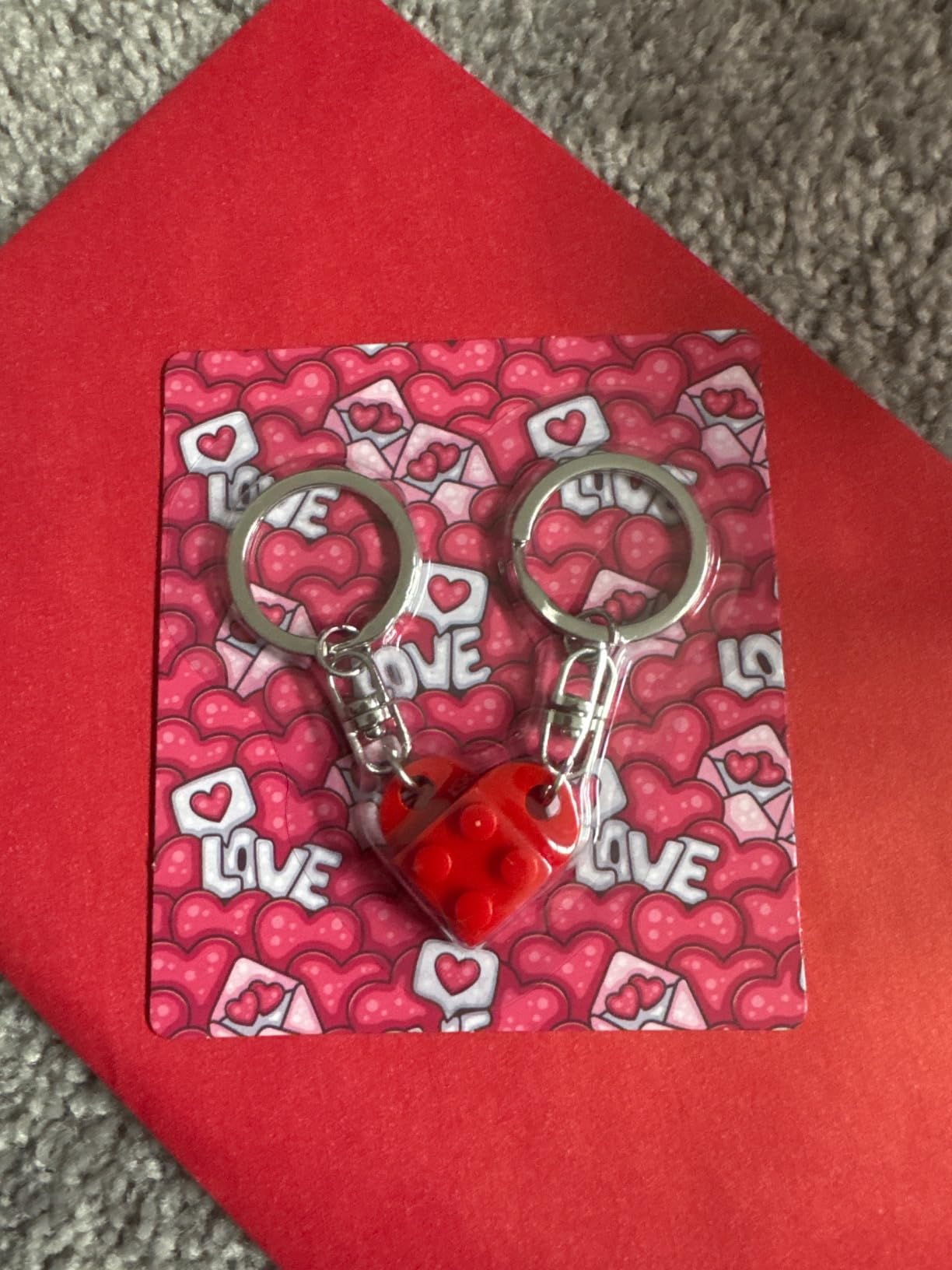 Couples Matching Stuff Gifts - Red Heart Keychain, Matching Couple Heart Keychains Decorations Christmas Valentines Day Gifts for Boyfriend Girlfriend customer photo 2