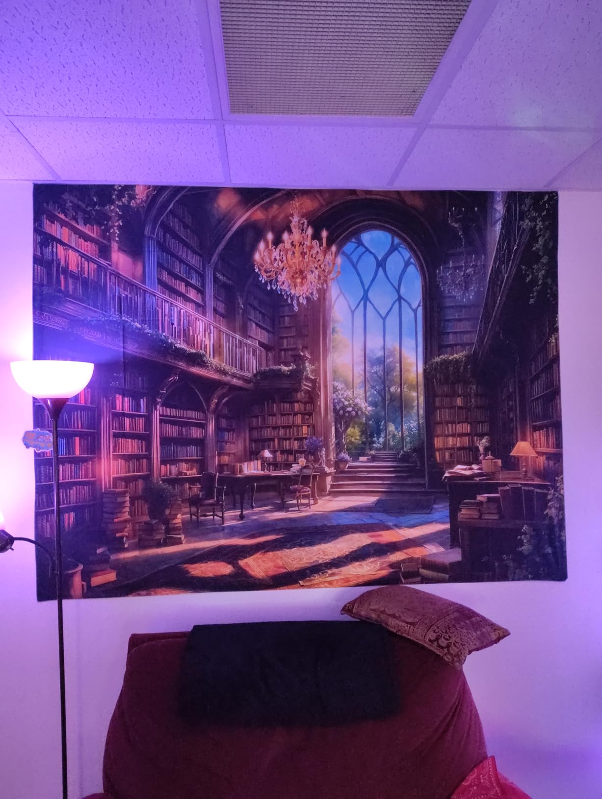 Accnicc Vintage Bookshelf Tapestry Medieval Art Book Tapestries Wall Hanging Gothic Dark Academia Retro Library Backdrop Tapestry for Bedroom Living Room Dorm Study Classroom 60 x 44 inch customer photo 1