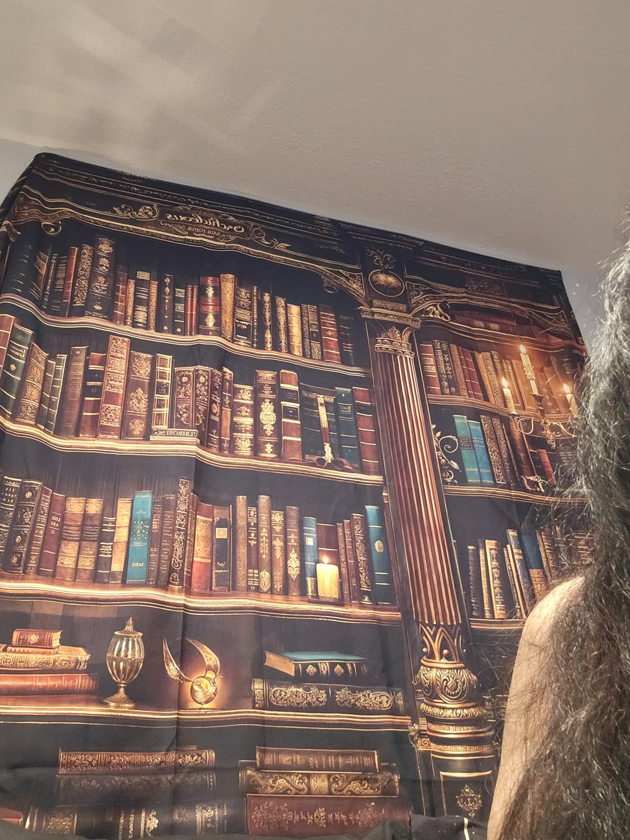 Accnicc Vintage Bookshelf Tapestry Medieval Art Book Tapestries Wall Hanging Gothic Dark Academia Retro Library Backdrop Tapestry for Bedroom Living Room Dorm Study Classroom 60 x 44 inch customer photo 2