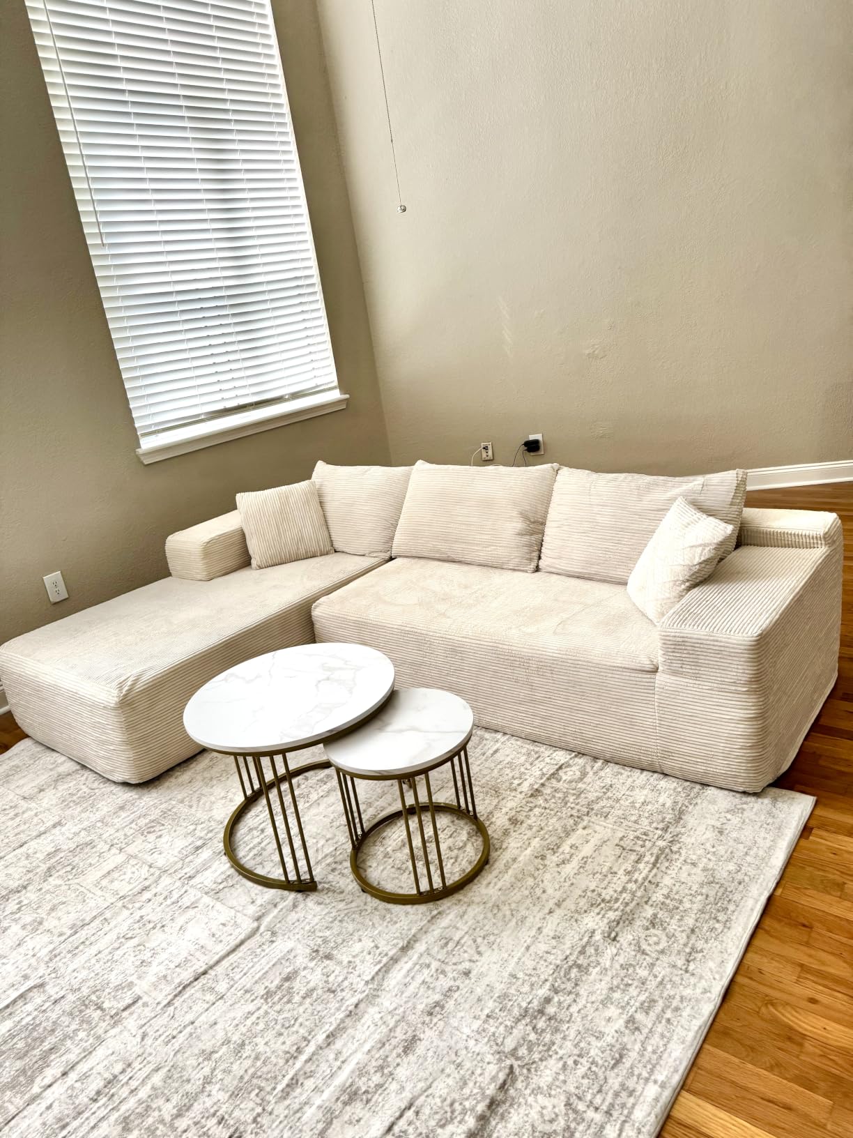 Garden 4 you Coffee Table Faux Marble Nesting Table for Small Place 2 Sets Modern Furniture Living Room Sets End Side Table Night Stand for Bed Room Dining Room (White & Gold) customer photo 2