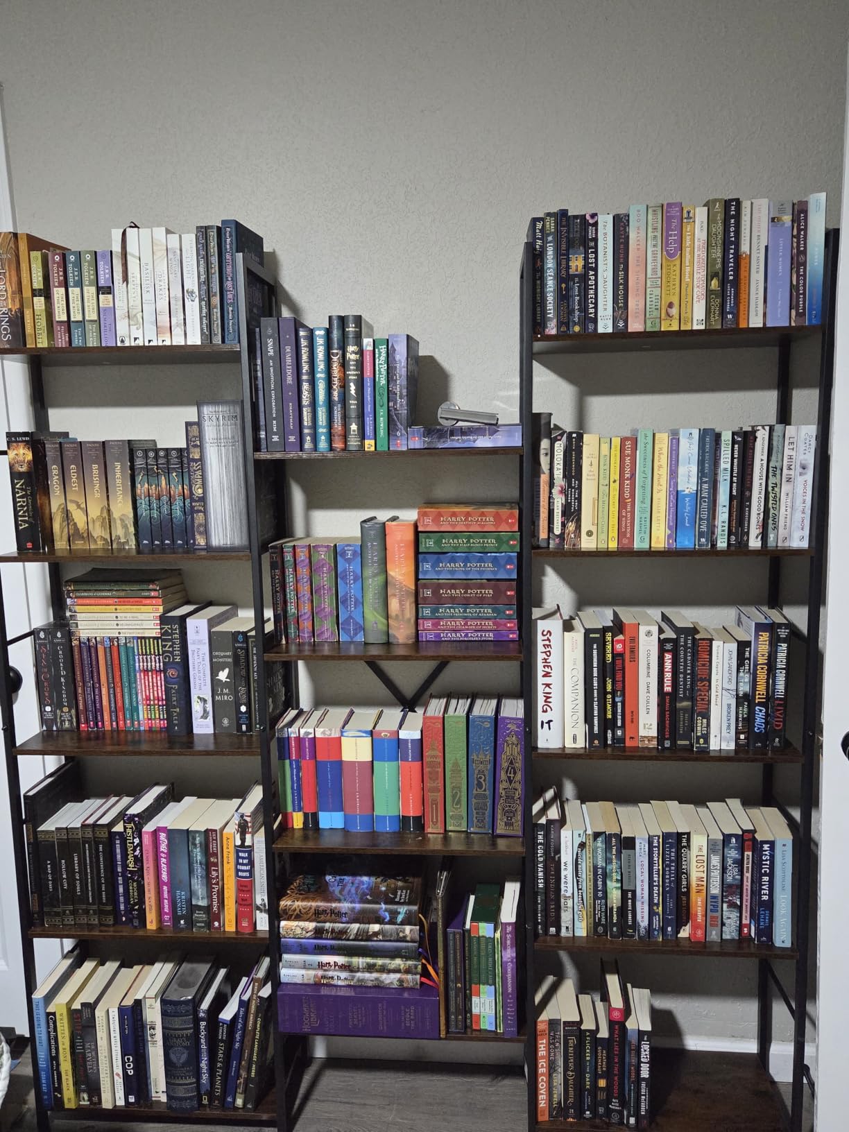 Shintenchi Triple 5 Tier Bookshelf, Industrial Large Bookcase with 14 Open Display Shelves, Large Etagere Bookshelf, Wide Book Shelf Book Case for Home & Office, Brown customer photo 2