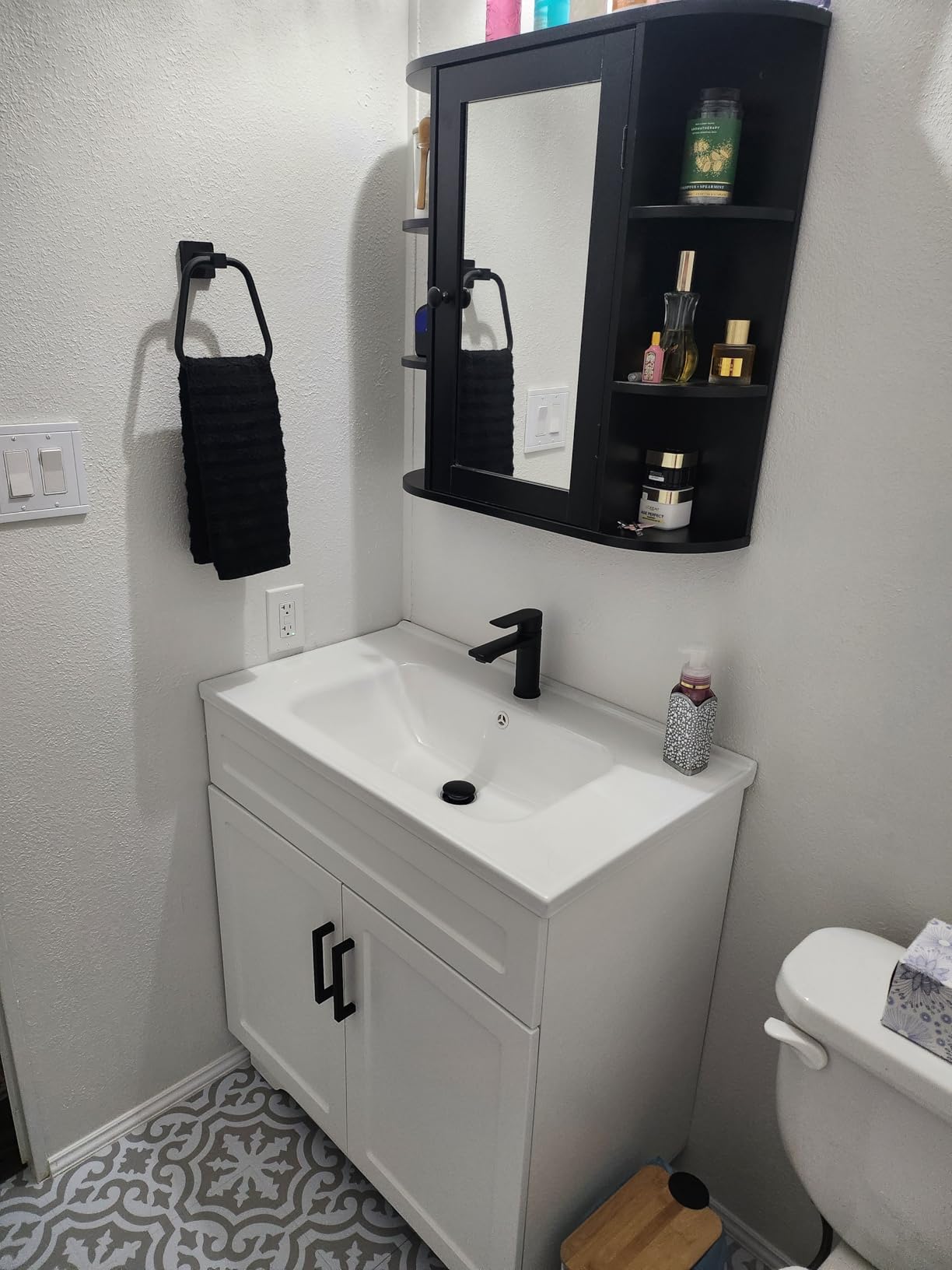 Smhxo Bathroom Vanity with Ceramic Sink, Bathroom Vanity Cabinet with 2 Doors, 24 Inches Wooden Cabinet with Sink, White customer photo 2