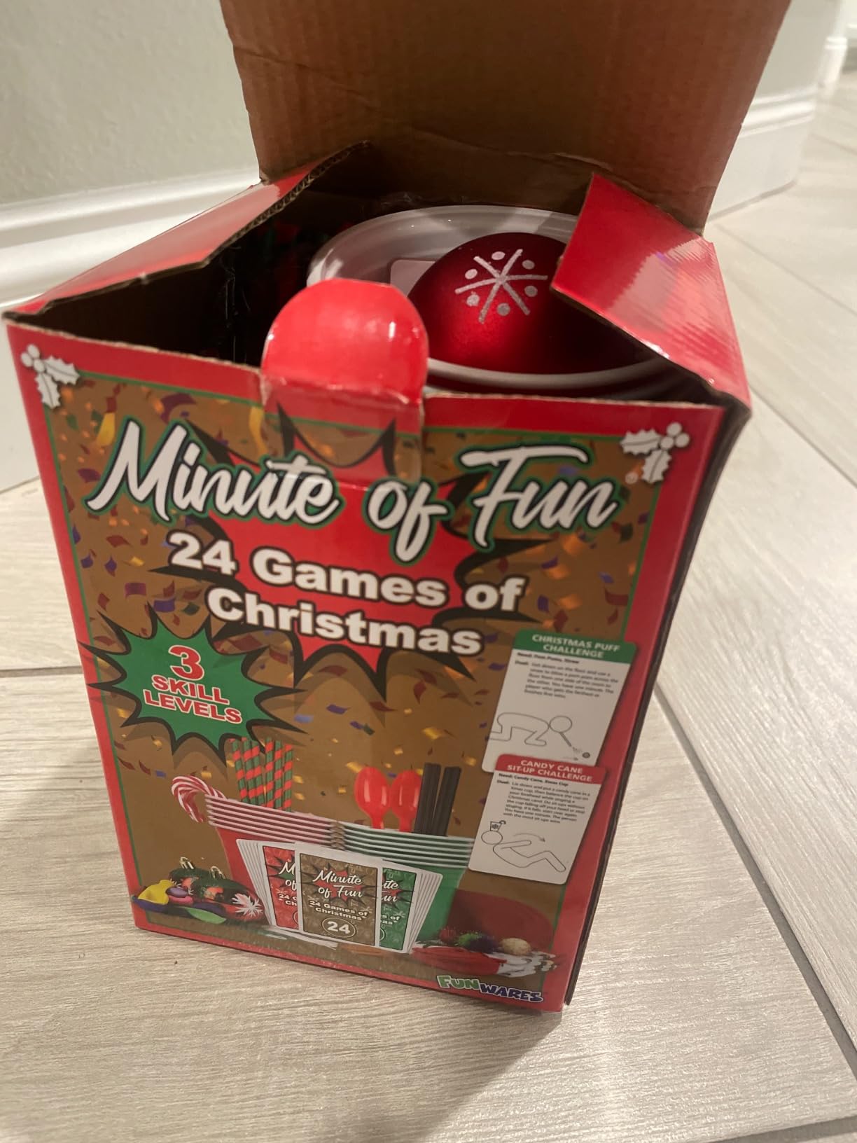 Funwares 24 Days of Christmas Games - Complete Advent Calendar, Christmas-Themed Minute to Win It Challenges for Kids, Teens & Families, 2-12 Players, Ready to Play Right Out of the Box! customer photo 1