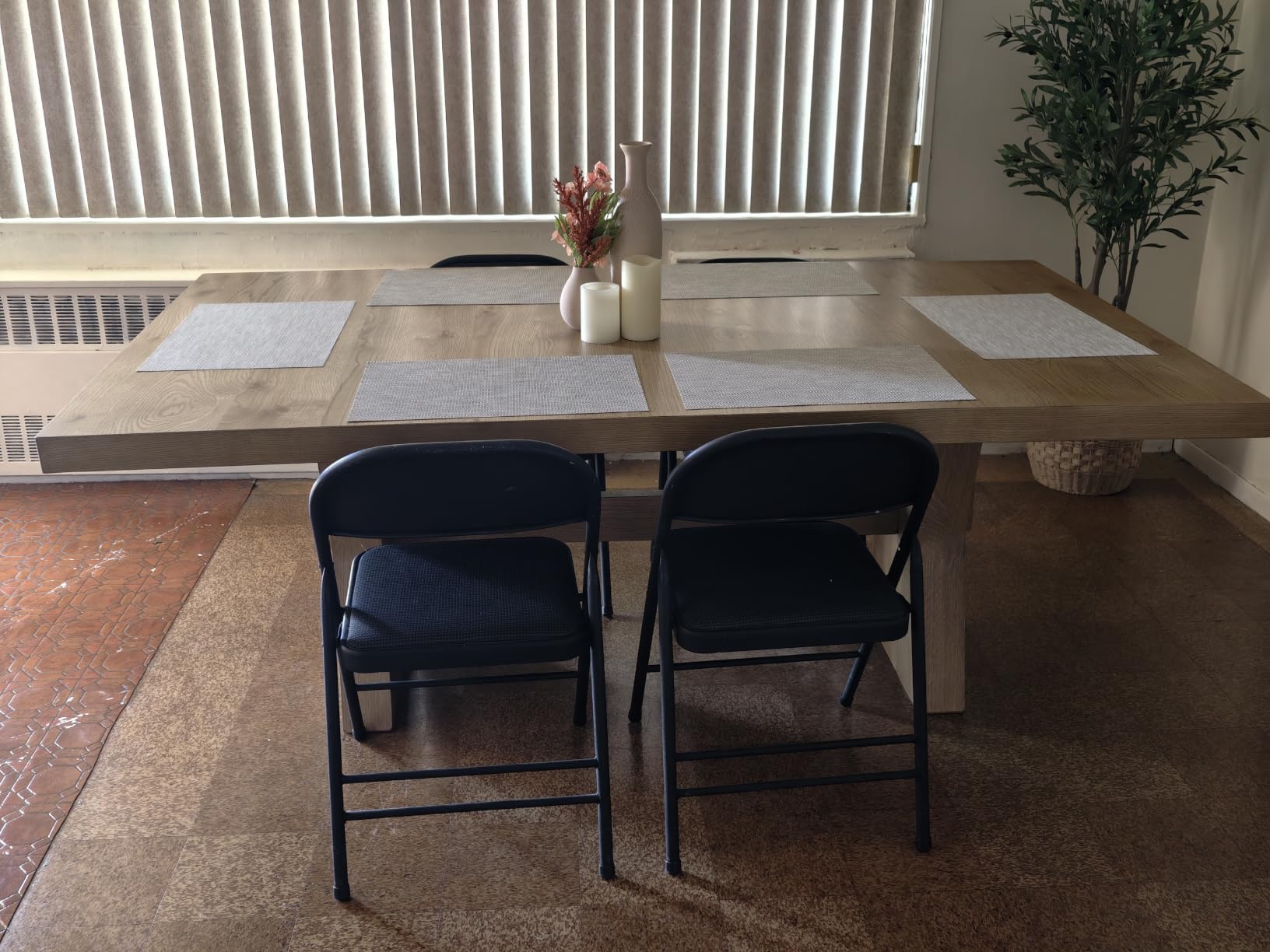 Signature Design by Ashley Galliden Farmhouse Dining Table with Extra-Thick Tabletop and Trestle Base, Light Brown customer photo 1