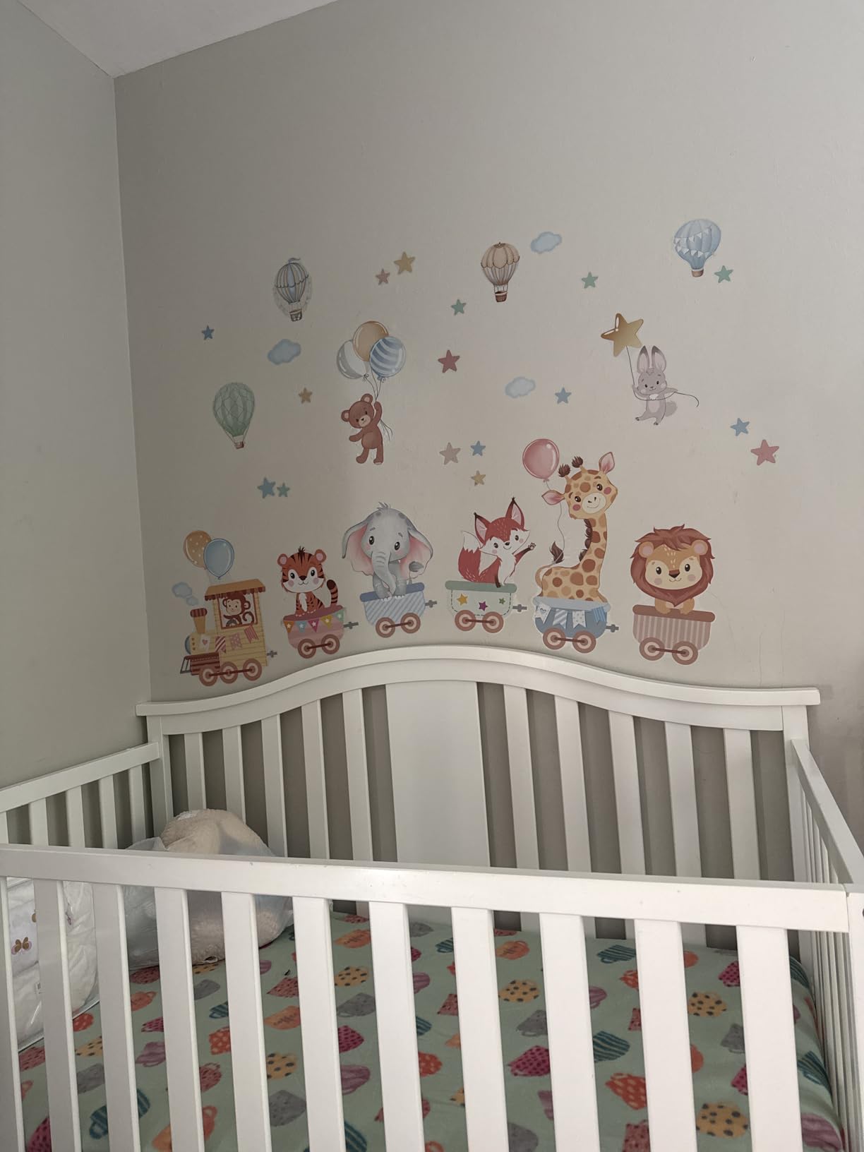 wondever Jungle Animals Train Wall Decals Hot Air Balloon Wall Stickers | Peel and Stick, Removable, Wall Art Decals, Wall Decoration, Kids Room, Bedroom Baby Nursery Playroom Decor customer photo 1
