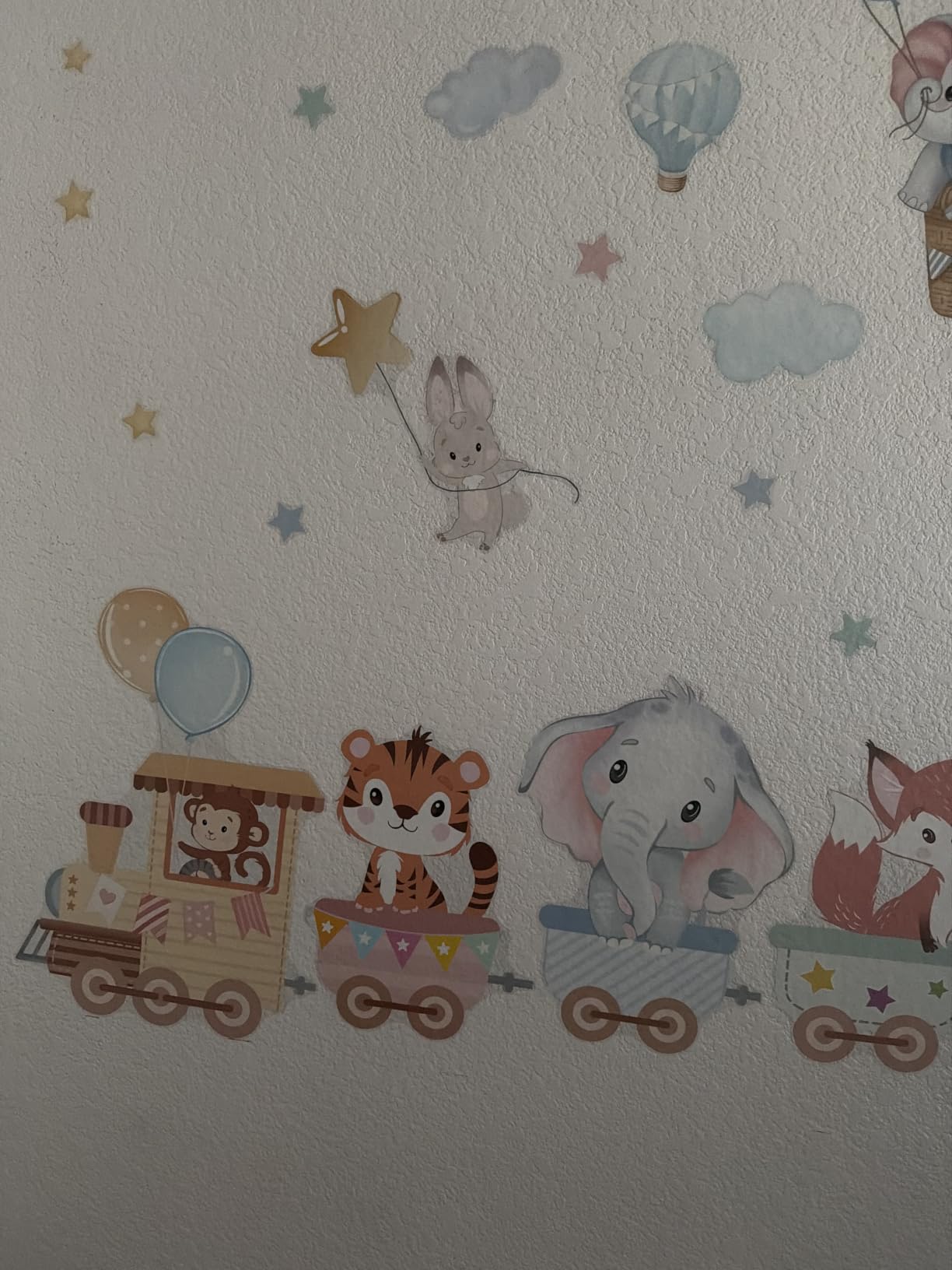 wondever Jungle Animals Train Wall Decals Hot Air Balloon Wall Stickers | Peel and Stick, Removable, Wall Art Decals, Wall Decoration, Kids Room, Bedroom Baby Nursery Playroom Decor customer photo 2
