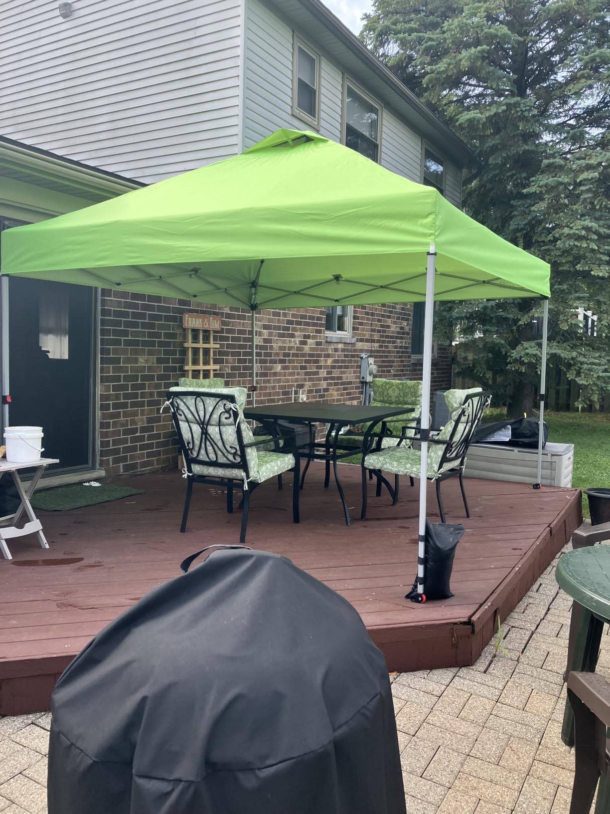 CROWN SHADES 10x10 Pop Up Canopy Tent with One Push Setup, Grid Gray | Patented CenterLok, Easy Outdoor Sun Shade for Events, Parties, Camping - Gazebo with STO-N-Go Cover Bag, Silver-Coated Top customer photo 1