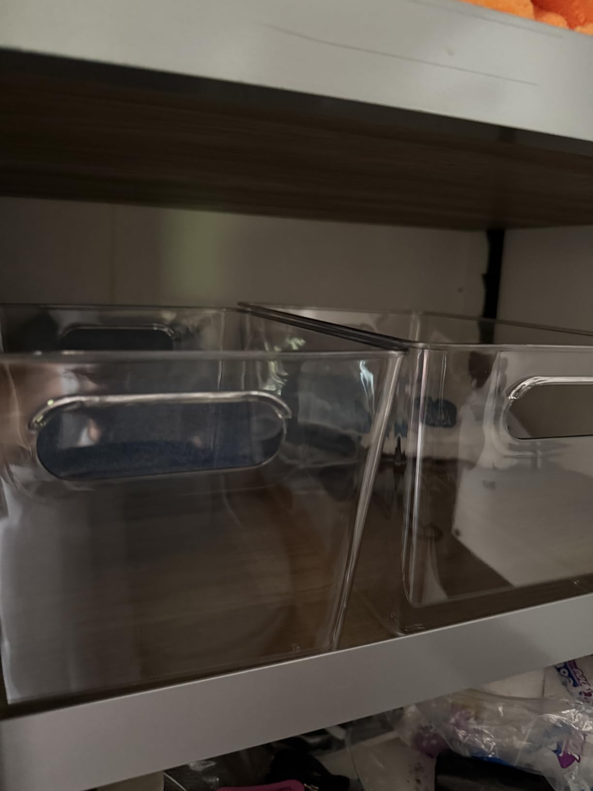 6 Pack Clear Plastic Storage Bins, Kitchen&Pantry Organizer Large | Heavy-duty 450g BPA-free PETG containers with handles for fridge, under-sink, bathroom, office, closet, and dorm storage customer photo 2