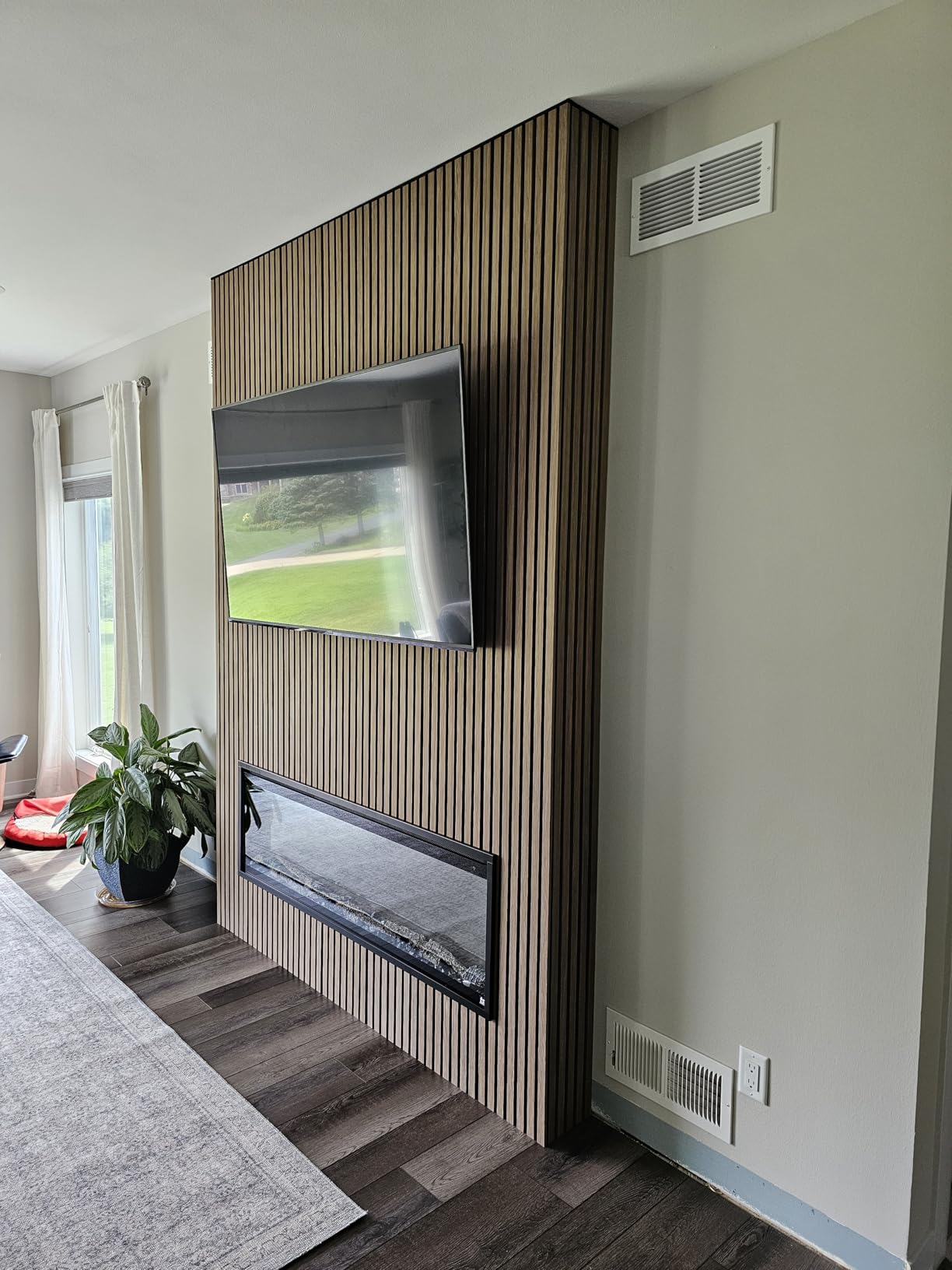 Yuzzy Wood Panels for Wall - 9 Feet Dark Walnut Wood Slat Acoustic Panels 4 PCS - Modern Sound Absorbing Wall Panels for Interior Wall Decor for Home, Office, Studio customer photo 2