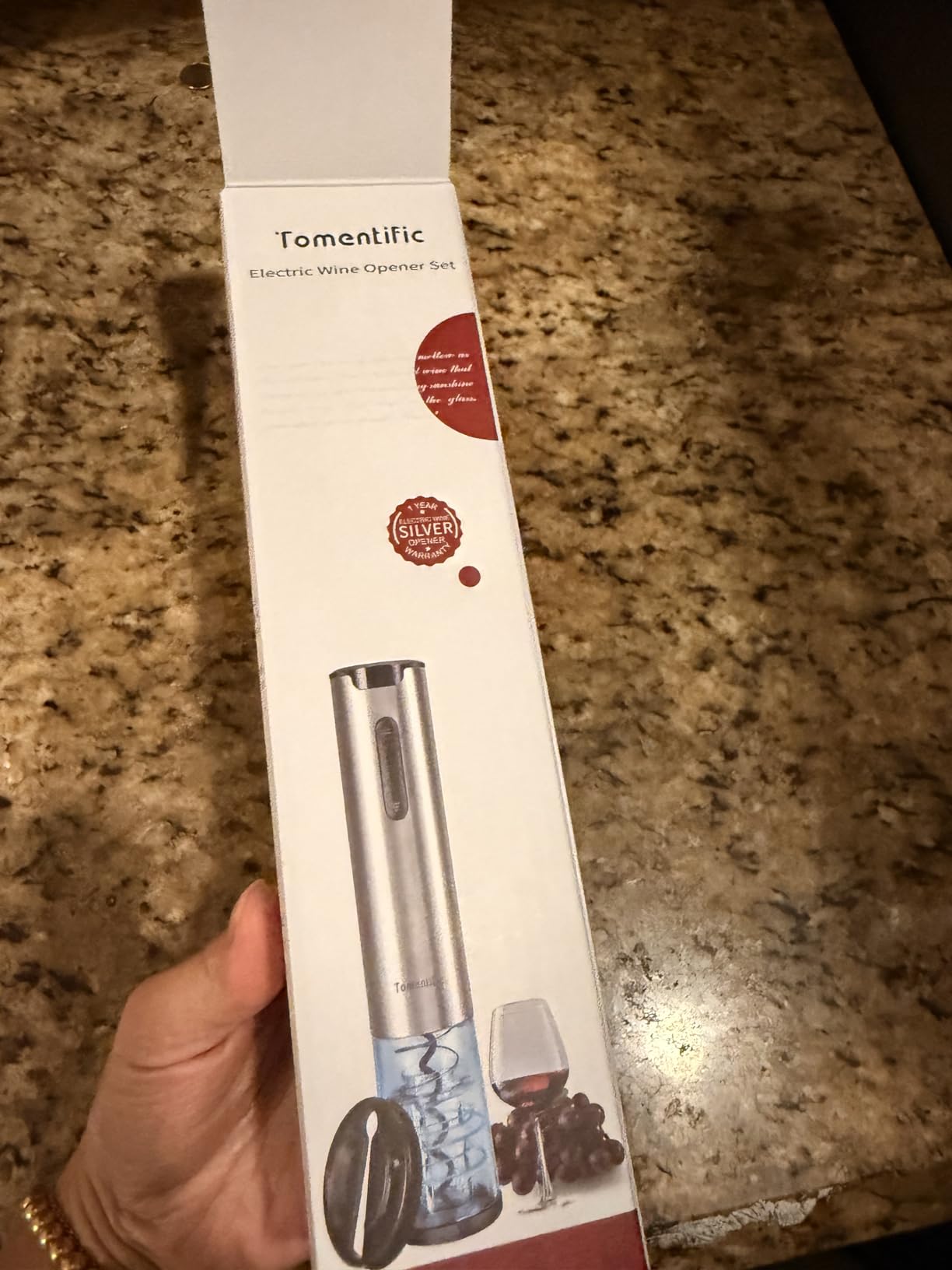 Electric Wine Opener Tomentific, Rechargeable Automatic Wine Corkscrew Bottle Opener With Foil Cutter, Type-C Charging Wine Openers With LED Light For Home Party Wedding Gifts (Stainless Steel) customer photo 2