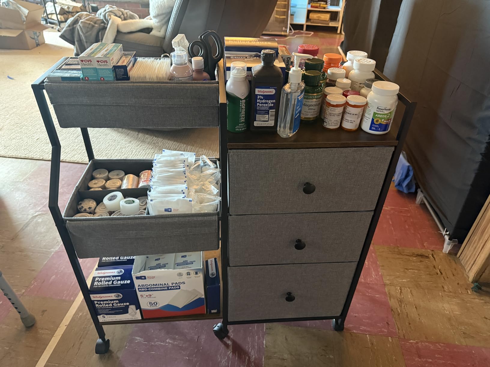 Modanais Baby Diaper Caddy Organizer Cart - 3 Tier Rolling Cart with Dividers and Drawers, Easy To Assemble, Mobile Utility Cart with Wheels for Nursery, Bedroom, Changing Table & Crib customer photo 1