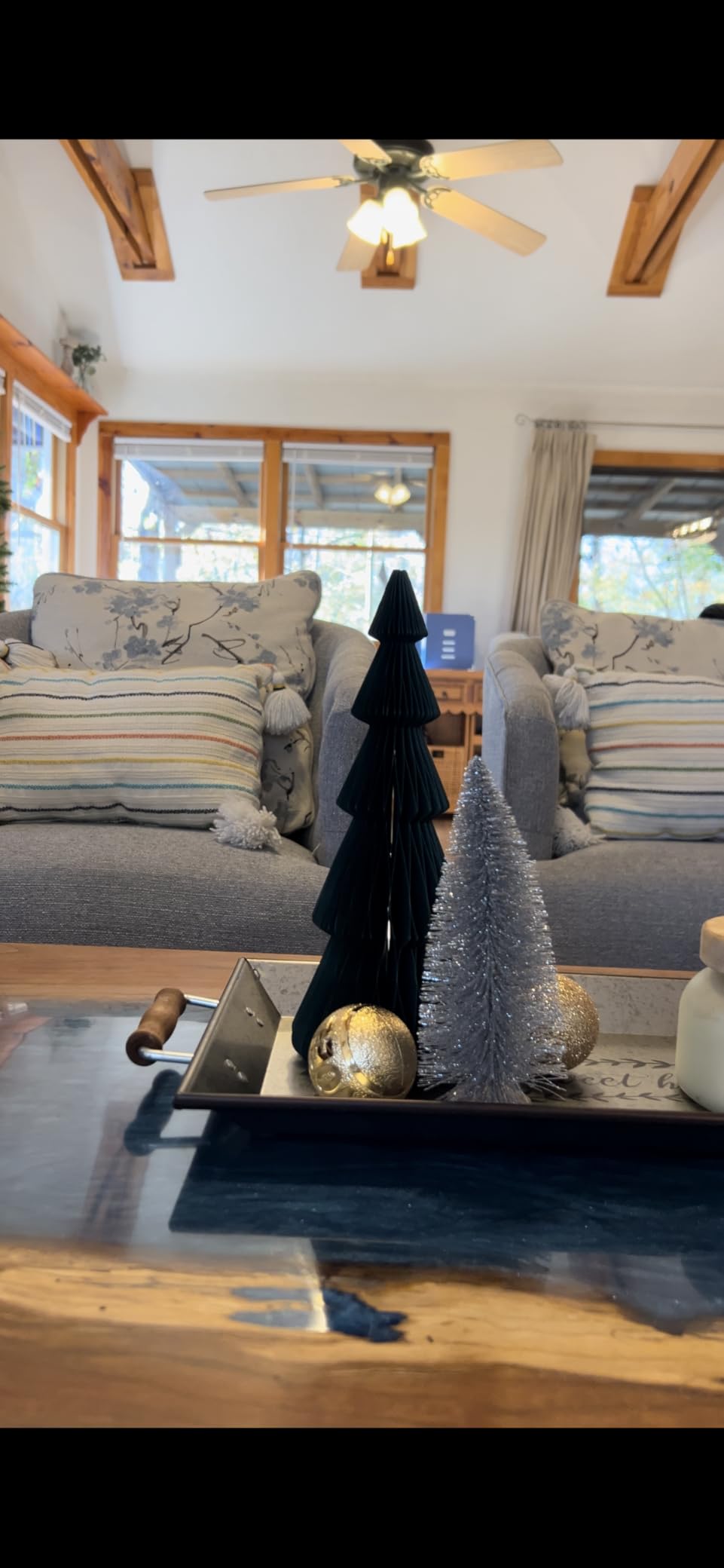 Watersay 6 Pcs Green Brown Christmas Tree Honeycomb Centerpiece | 3D Paper Trees, Christmas Tree Table Centerpieces, Minimalist Modern Xmas Ornament, Rustic Reusable Gift for Home, 3 Style customer photo 1