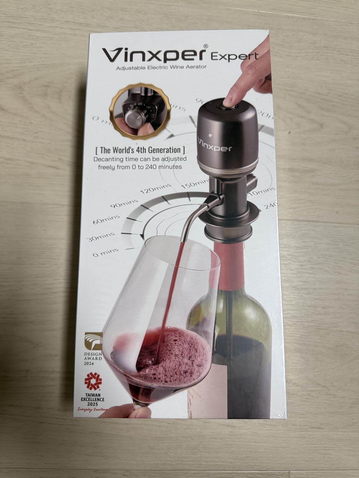 Expert Adjustable Electric Wine Aerator - Instant 240-Min Precision Decanting, Rechargeable & No-Drip Design, One-Touch Operation for 99% Wines & Spirits customer photo 2