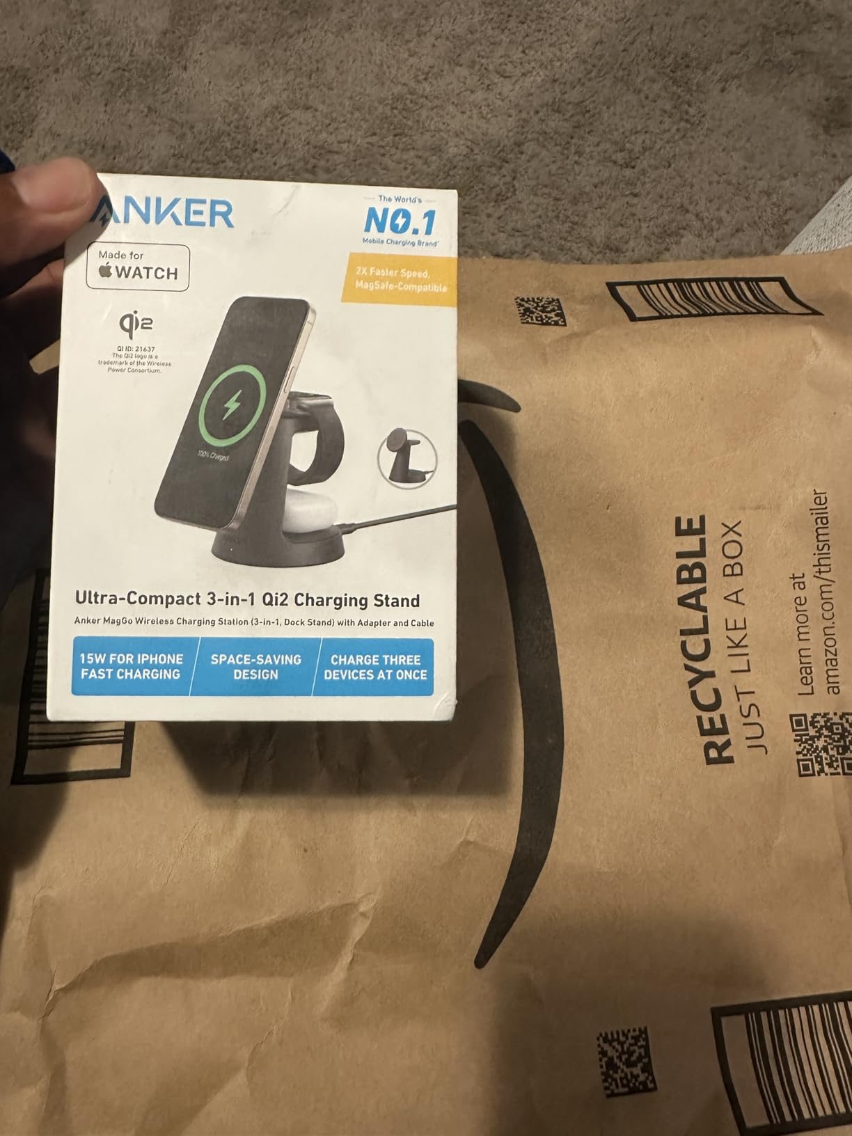 Anker MagGo 3-in-1 Qi2 15W Charging Station, Magnetic Charging Stand customer photo 1
