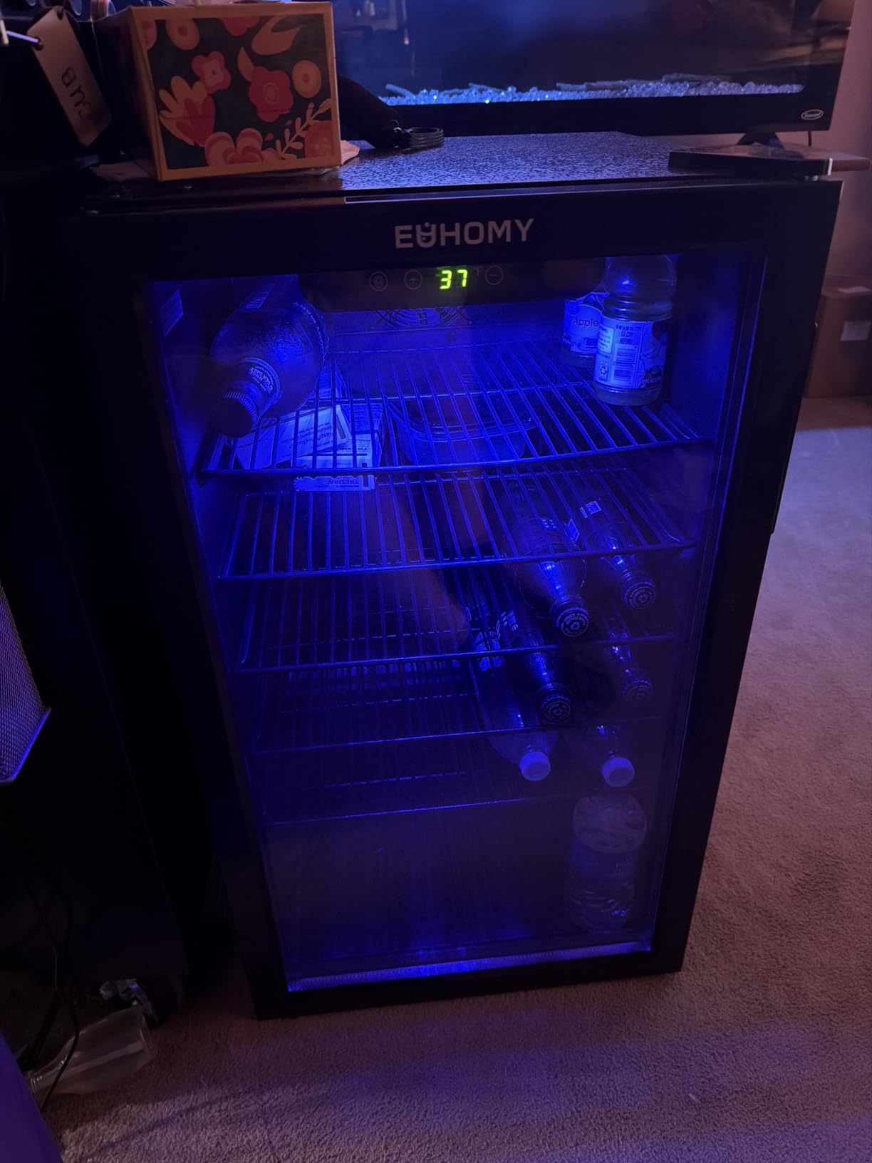 EUHOMY 145 Can Mini Fridge, 4.5 Cu.ft Beverage Refrigerator with Glass Door | 32°F to 61°F, Compressor Cooling, Digital Temperature Control, Adjustable Shelves, LED Light, 40 dB, Home Office Bar Use customer photo 1