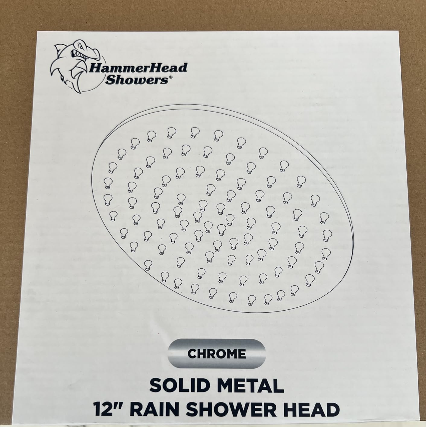 HammerHead Showers Solid Metal 12 Inch Rainfall Shower Head, Large Rain Shower Head, 2.5 GPM High Flow Shower Head Optimized for Pressure, Wall-Mounted or Ceiling Rain Shower Head, Chrome customer photo 1