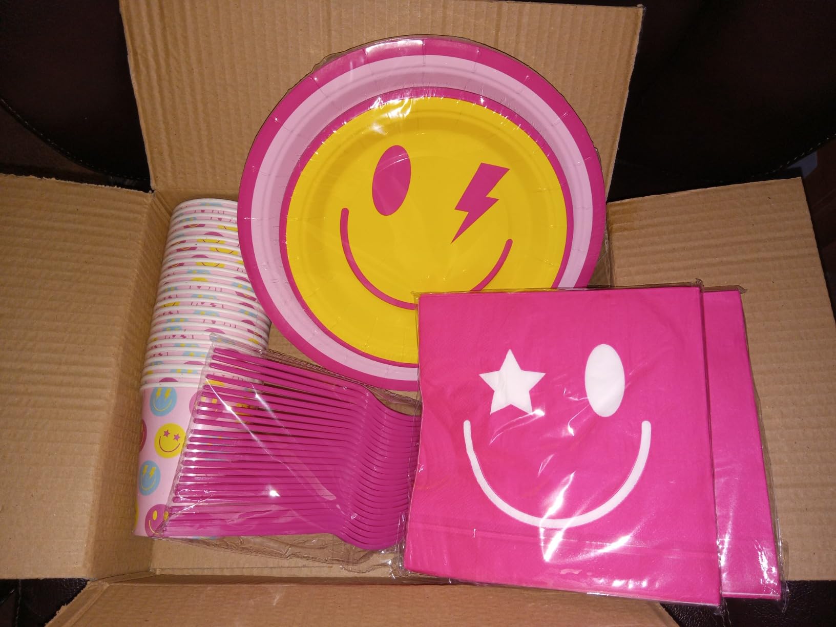 Kochorie 144 Pieces Happy Birthday Print Party Decorations Including Disposable Plates Napkins Cups Forks Tableware Sets Serves 24 for Birthday Party Supplies customer photo 1