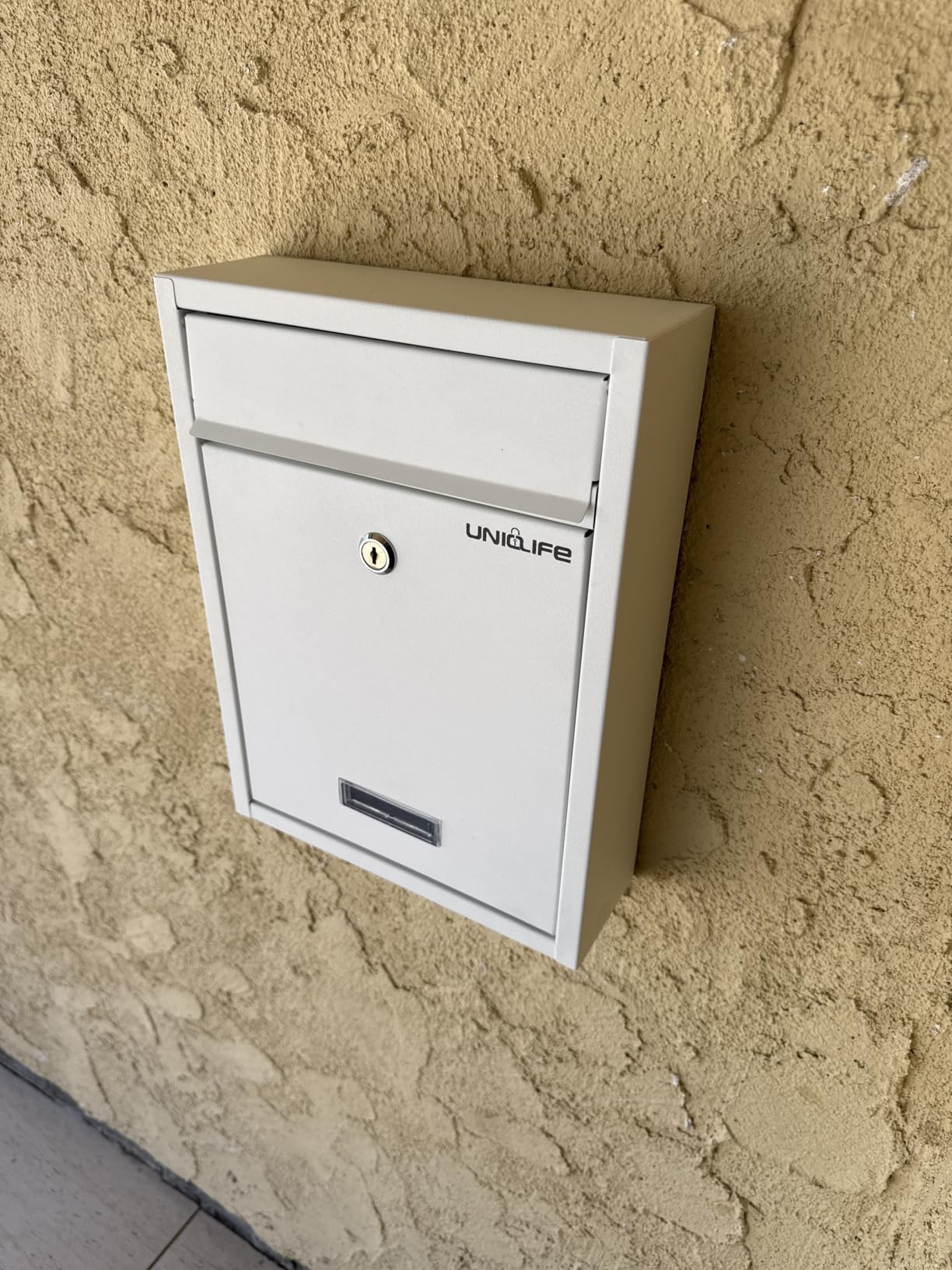 Uniclife Wall Mount Mailbox for Outside, Locking Mail Box, Black | Large Mailbox with Key Lock, Security Mail Box for House, Safe Key Drop Box, Steel Cash Drop Box for Home Office School customer photo 1